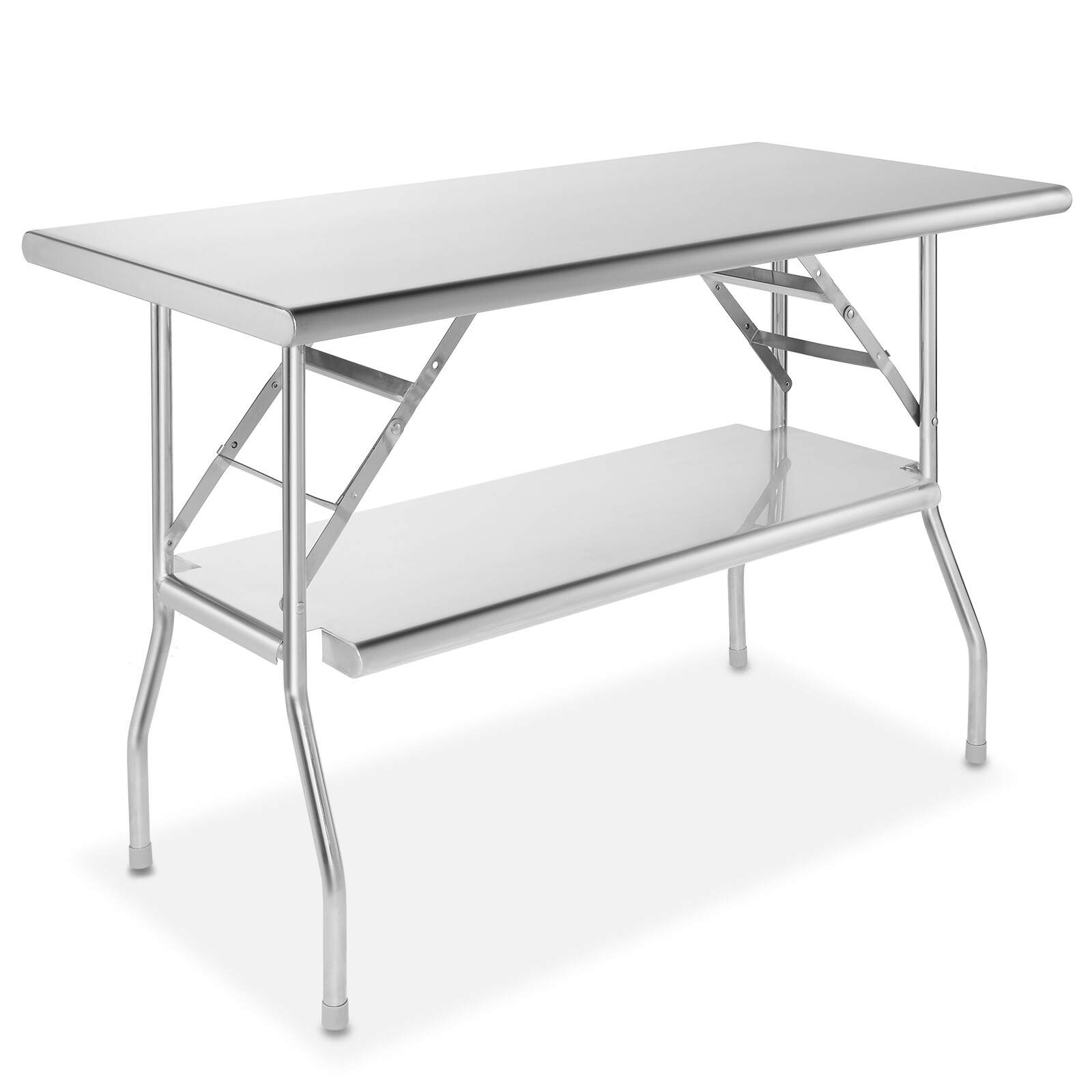 Stainless Steel Folding Commercial Prep Table with Undershelf – 48 x 24 in.
