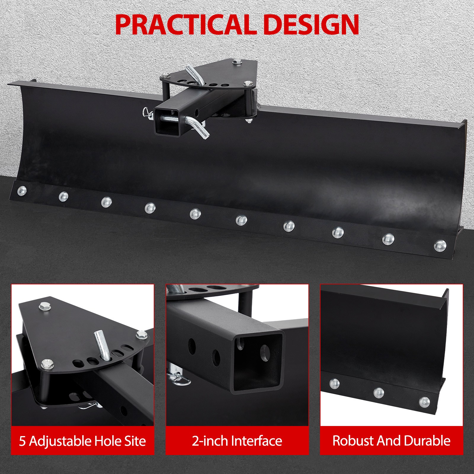 GARVEE ATV/UTV 42″ Trail Box Scraper – 0°/7.5°/15° Angle, Durable Rust-Resistant