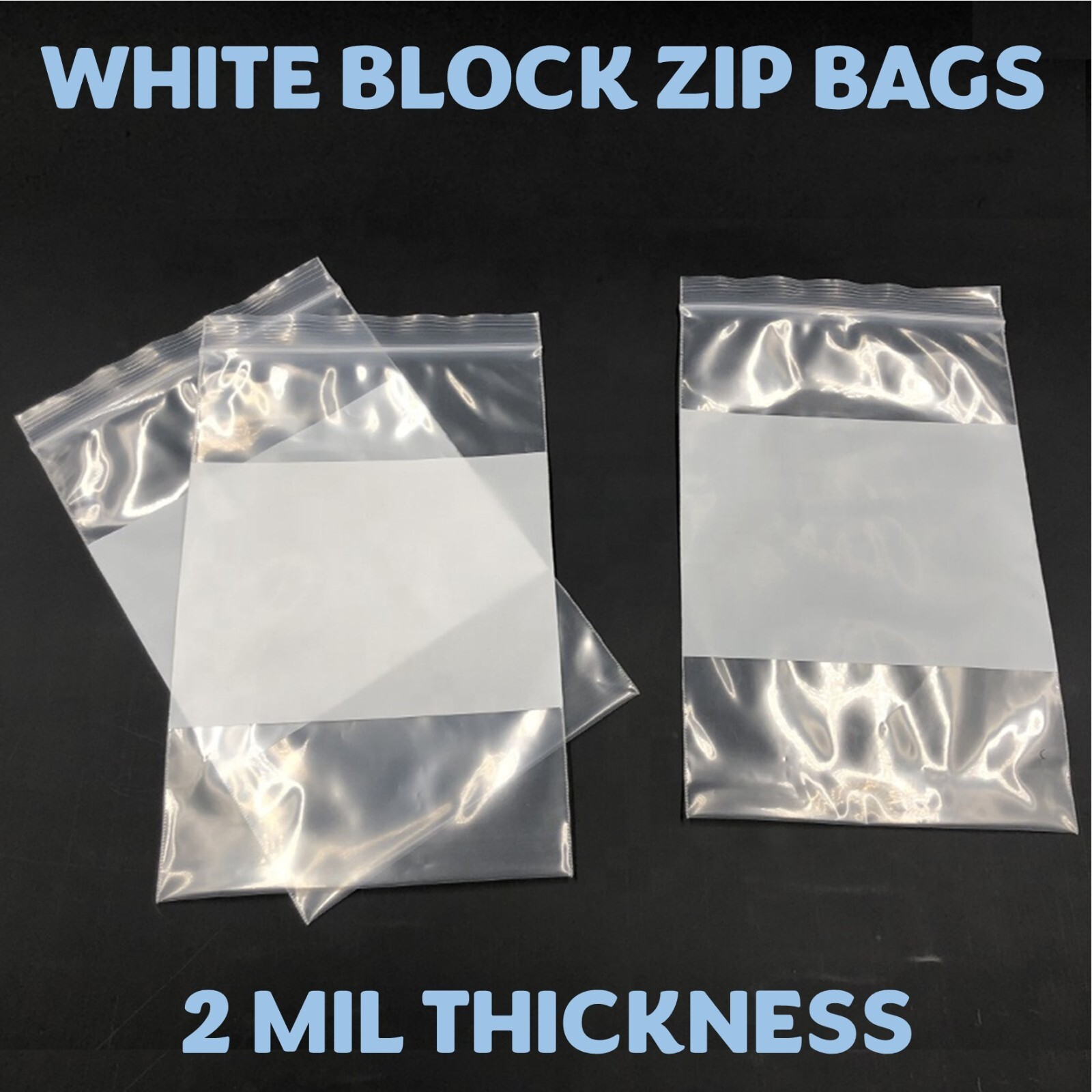 5″x8″ Reclosable 2MIL White Block Zip Writable Zipper Baggies Seal Lock Bags