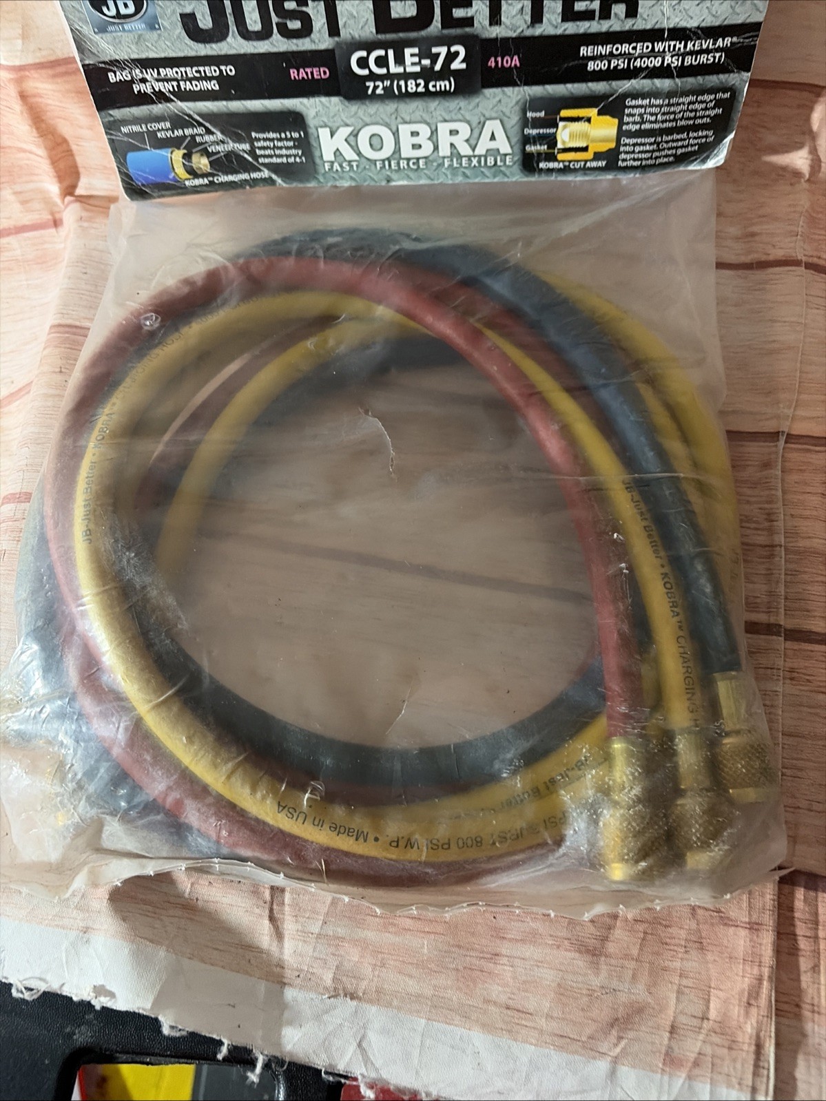 JB INDUSTRIES Secure Seal Refrigerant Charging Hose Set CCLe-72