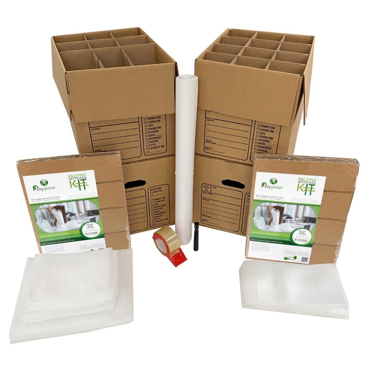 UBMOVE Kitchen Moving Box & Supplies Kit #1 4 boxes with Dish/Glass Inserts