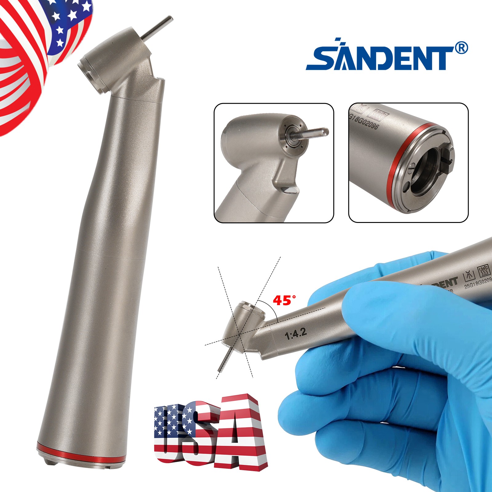 SANDENT Dental Brushless LED Electric Micro Motor 1:4.2 LED Handpiece
