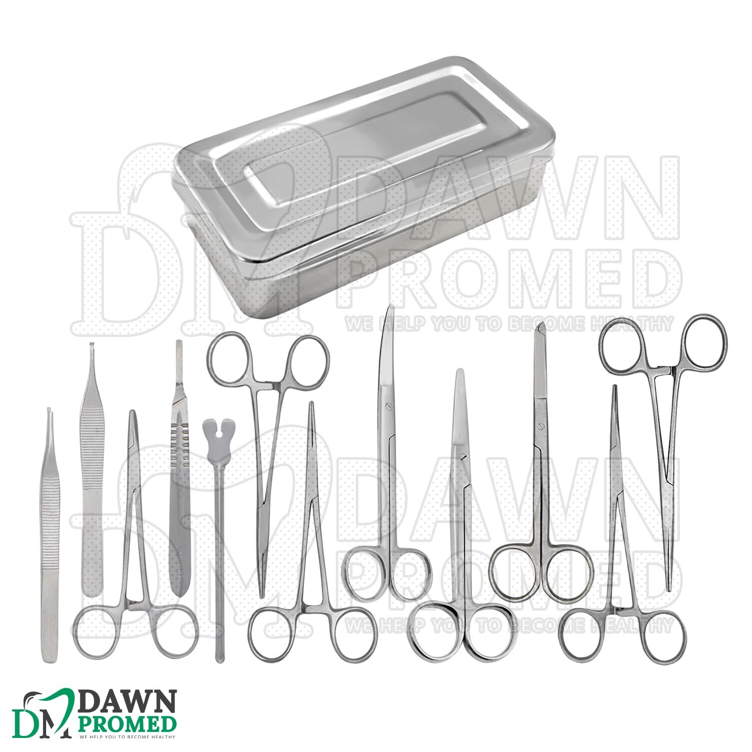 13 Pcs Basic Minor Surgery Set With Stainless Box Surgical Instruments German Gr