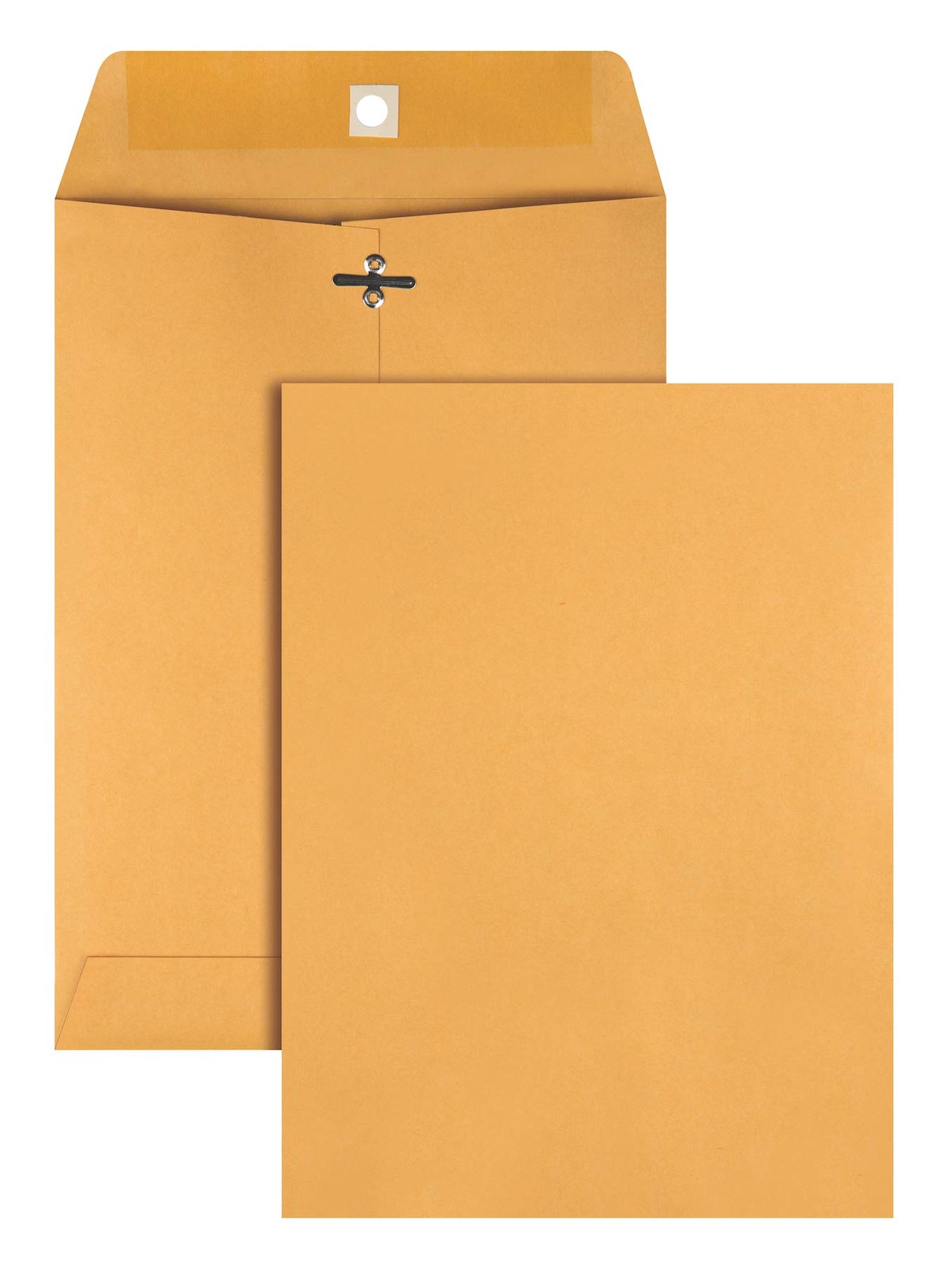 Quality Park Gummed Kraft Clasp Envelopes, 7.5 x 10.5, Box of 100 37875, Light