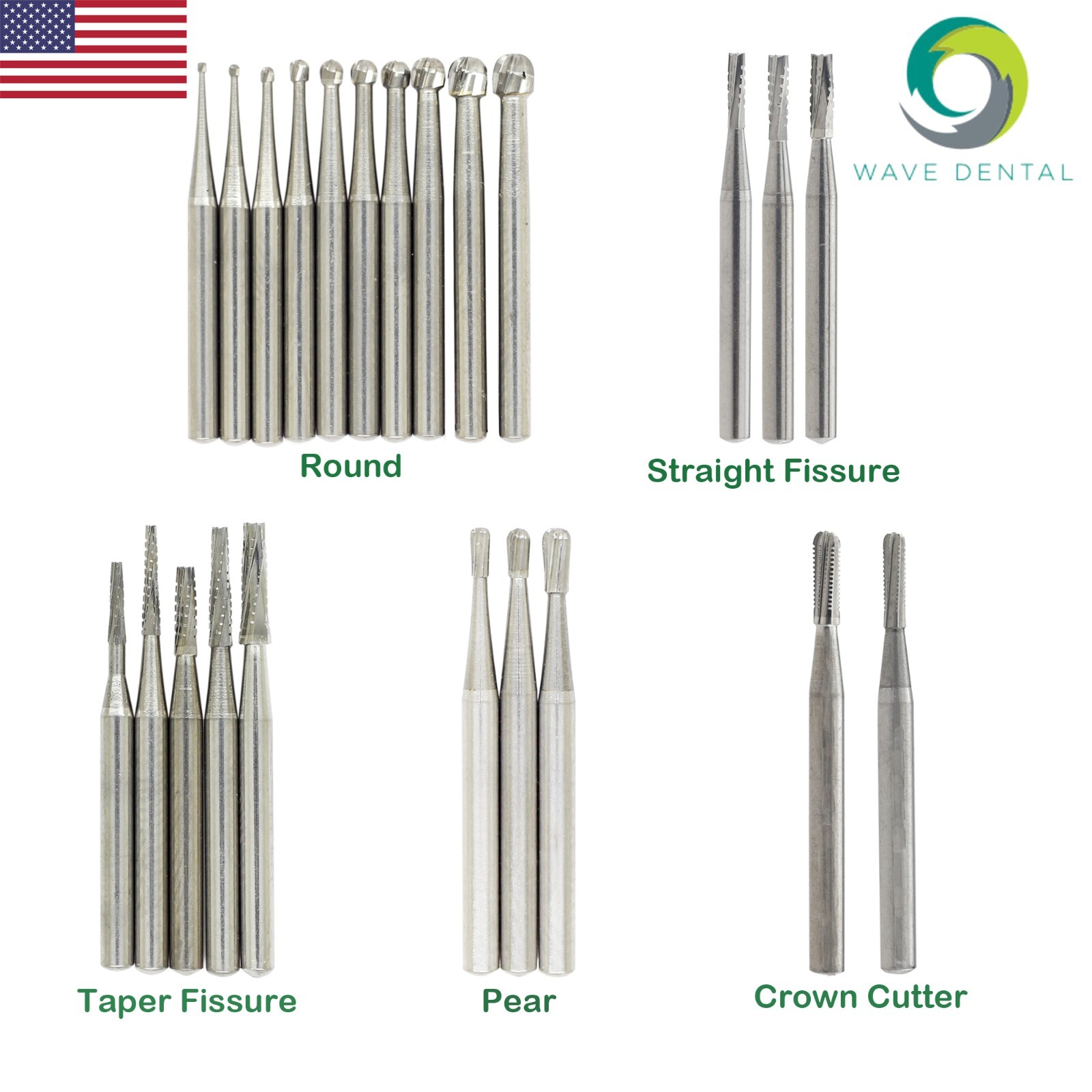 Wave Dental Operative Bur Tungsten Carbide Friction Grip Midwest FG 1.6mm 19mm