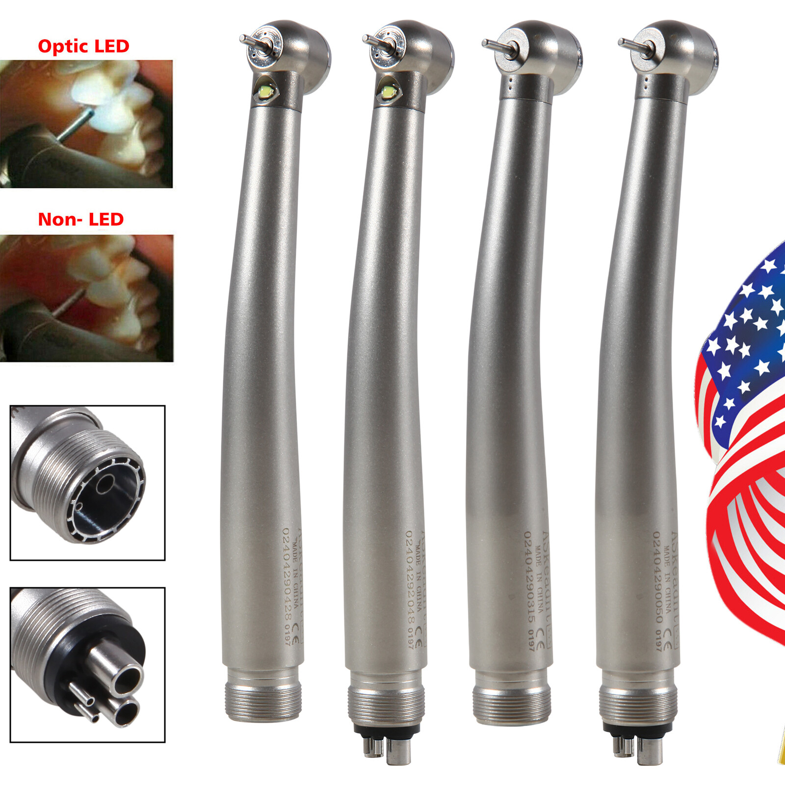 ASkeadnt Dental Fiber Optic LED E-generator / High Speed Handpiece 2HOLE/4HOLE