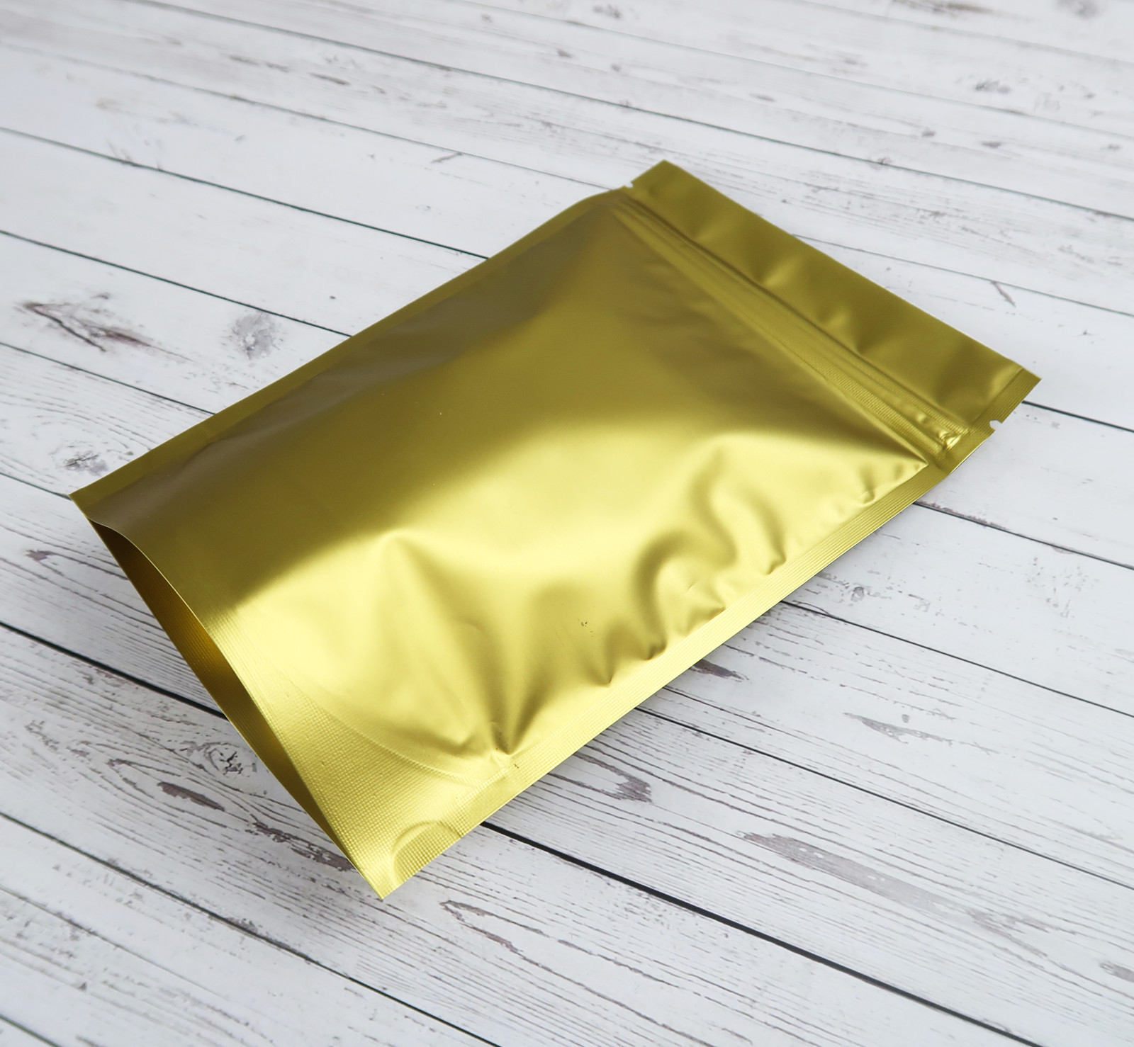 100 PCS Double-Sided Matte Gold Stand Up Aluminum Metallized Foil Zipper Bags