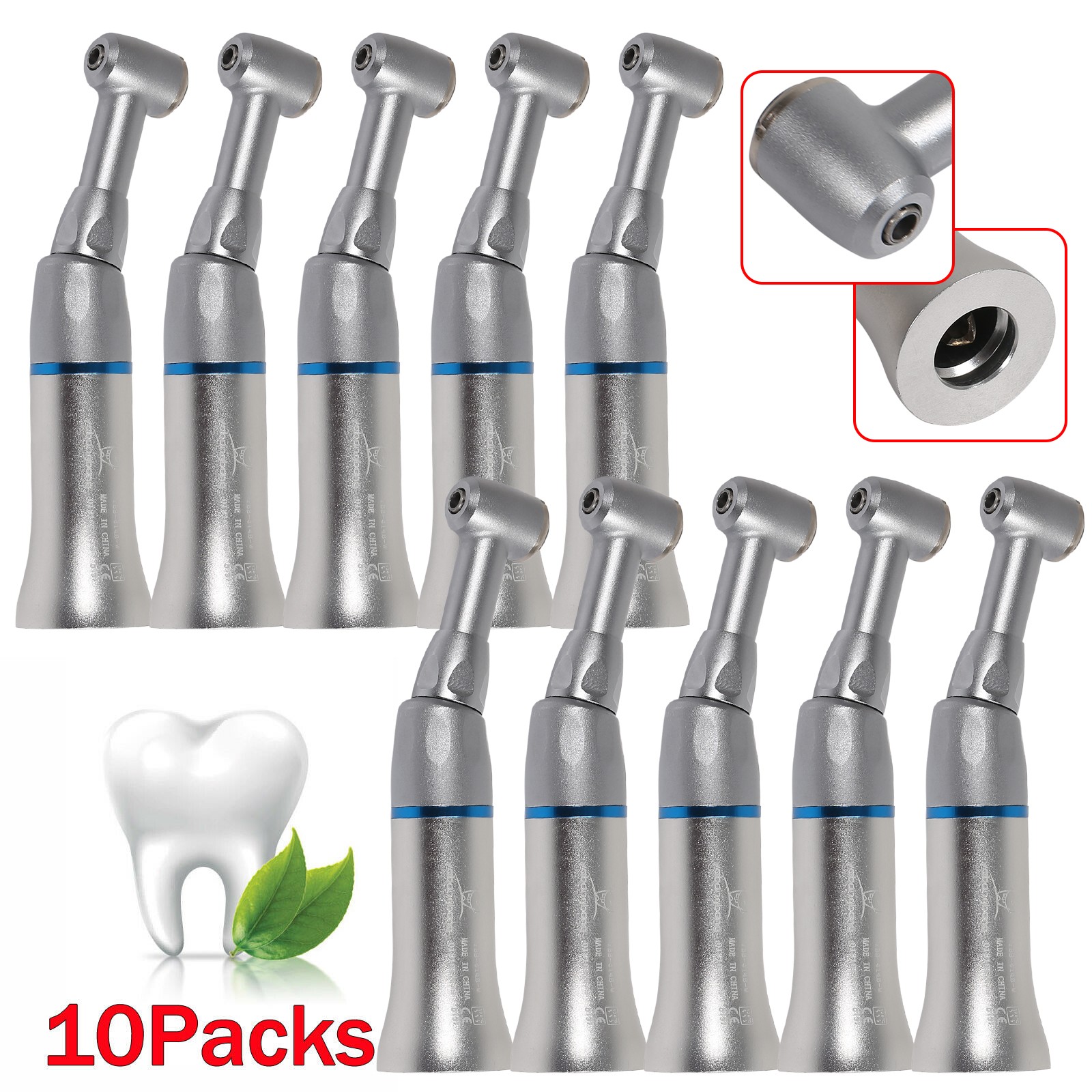 10Yabangbang Dental 1:1 Handpiece Slow Low Speed Contra Angle E-type Push Button