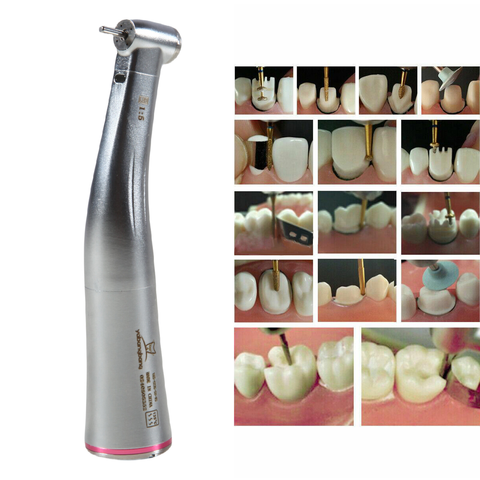 Dental 1:5 Fiber Optic LED Contra Angle Handpiece Internal four spray fit NSK ns