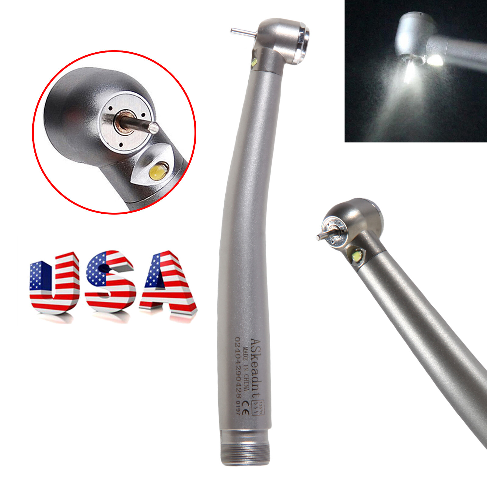 NSK Style Dental E-generator LED High Speed Handpiece Fiber Optic Air Turbine US