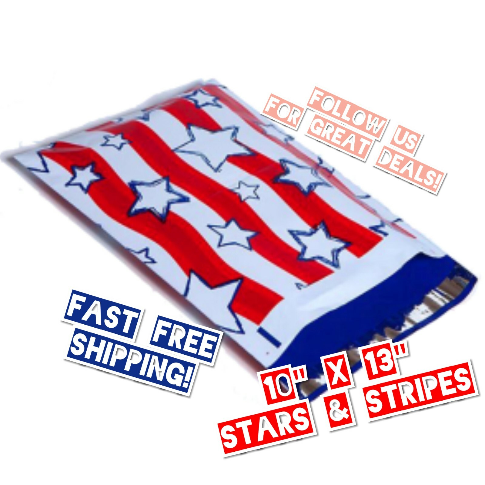 100 Stars & Stripes 10×13 Poly Mailers / Shipping Envelopes