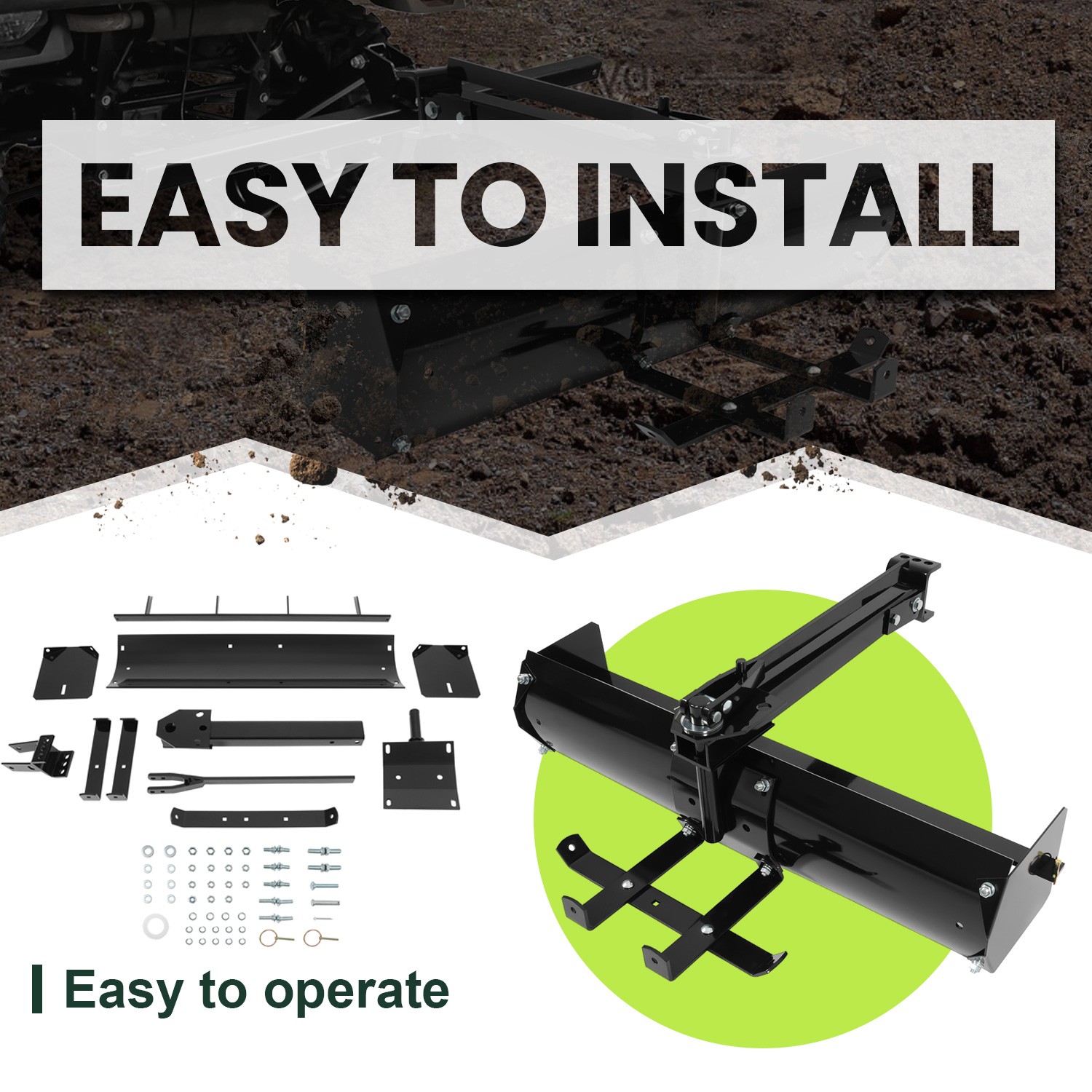 40″ Steel Adjustable Behind Box Scraper For Lawn Garden Tractors
