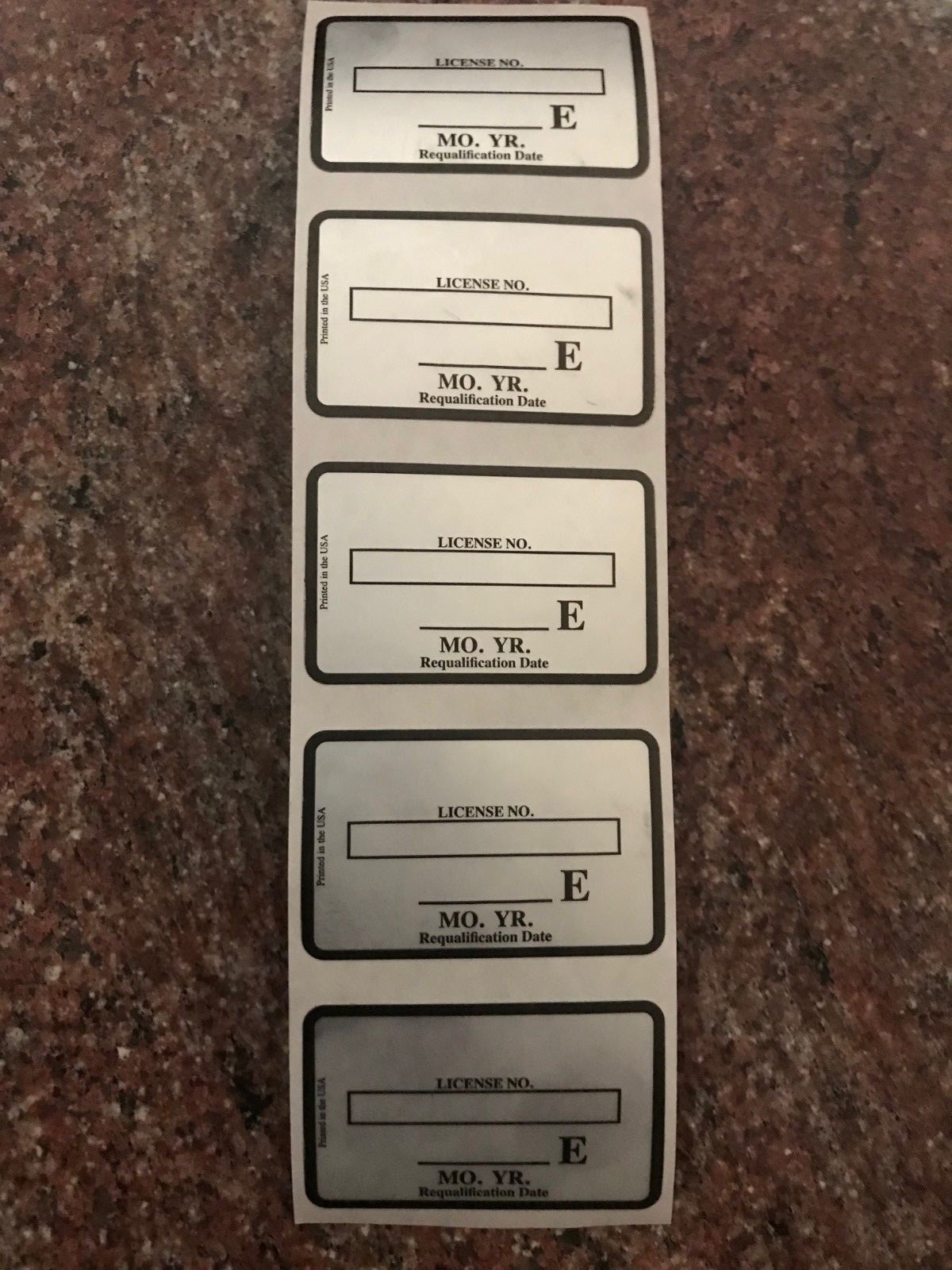 (5) Visual Inspection Sticker DOT Propane Tank Certificate Requalification Label
