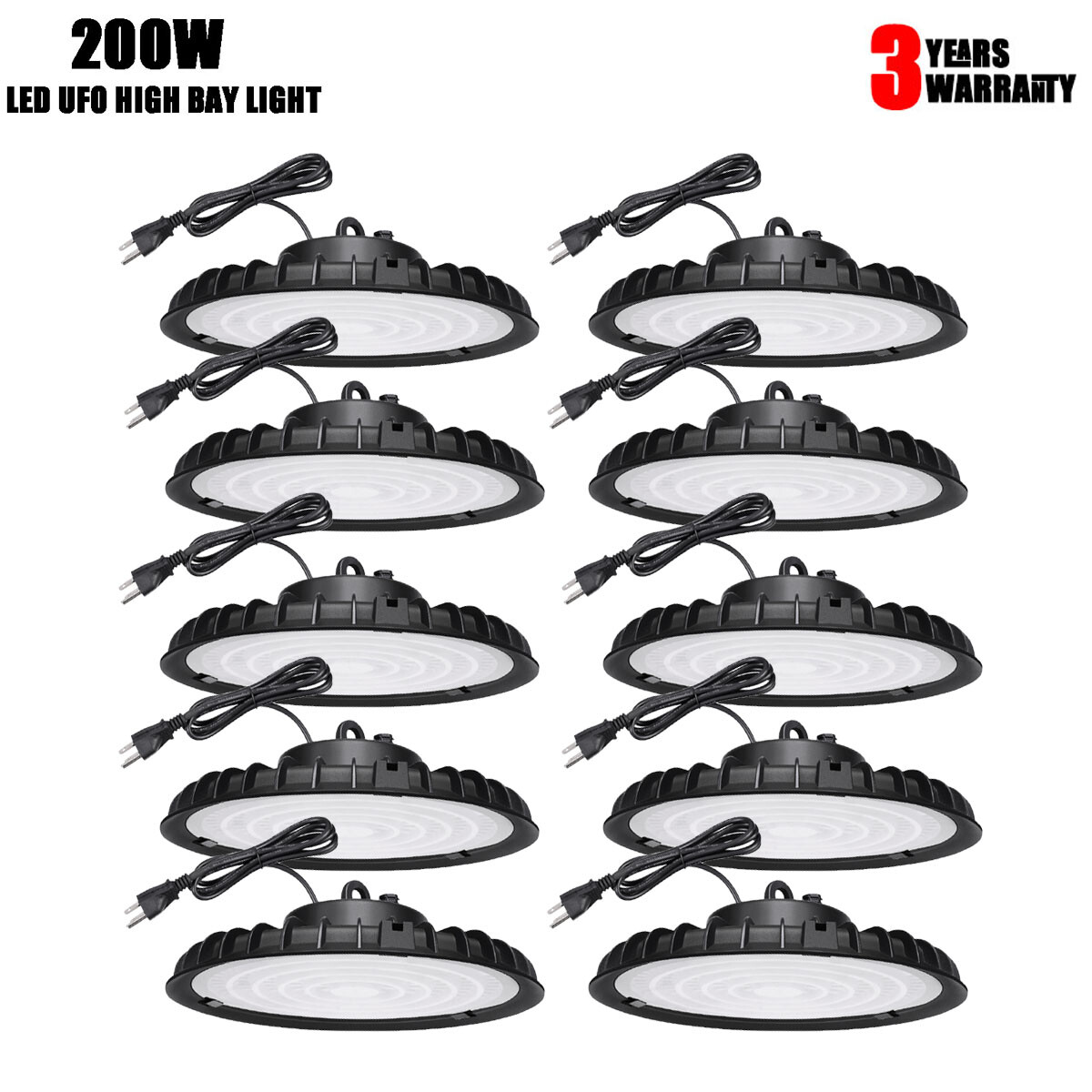 200W UFO LED High Bay Light Gym Factory Warehouse Industrial Shed Lighting 10PCS