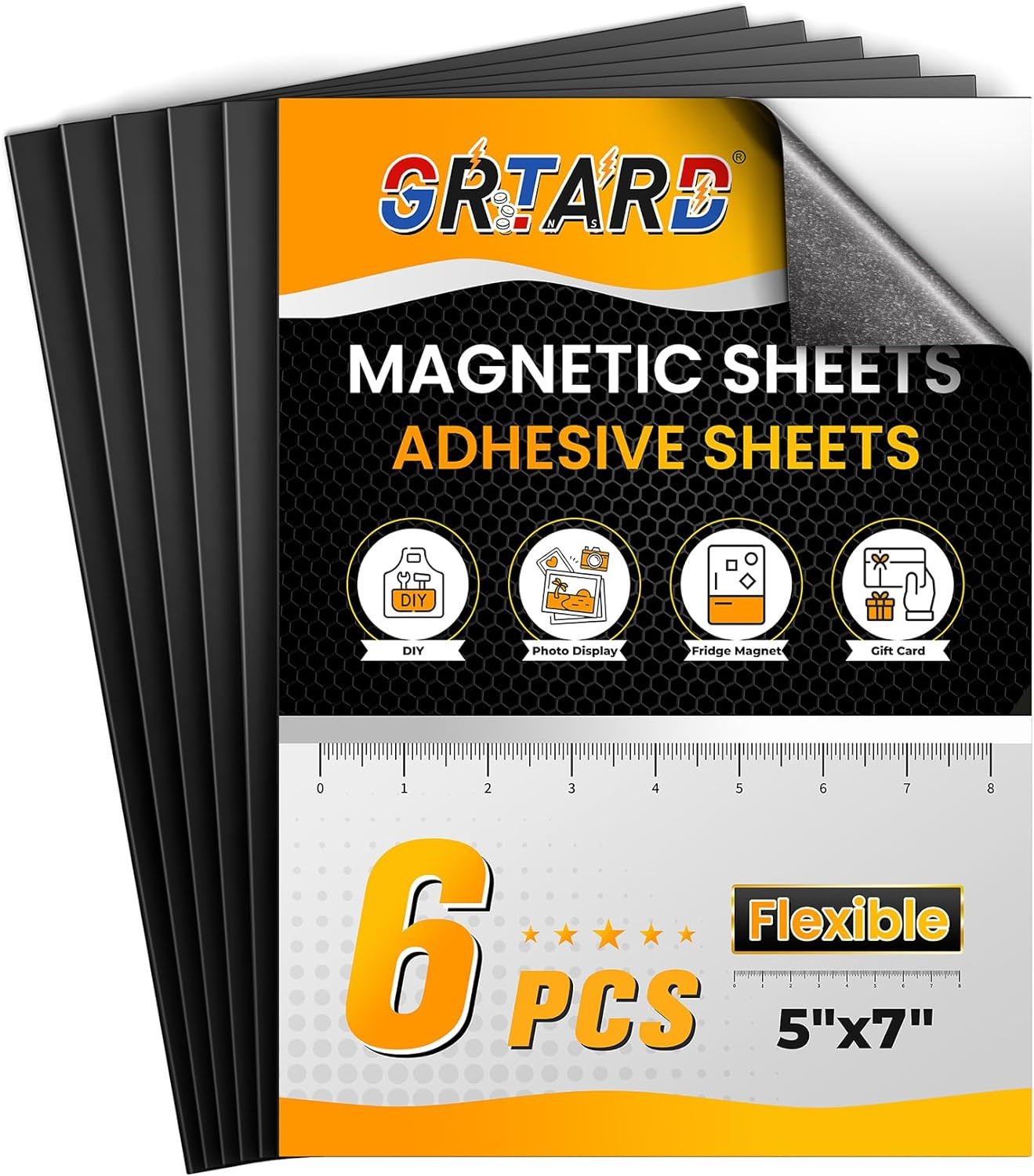 6Pack Magnetic Sheets with Adhesive Backing 5″ X 7″, Adhesive Magnetic Sheets Ma