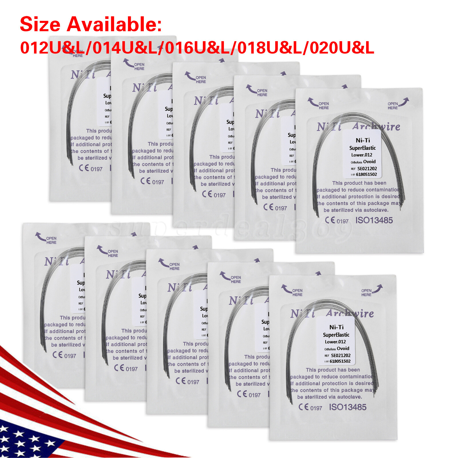 10 packs Arcos de Dental Ortodoncia Redondos Niti Arco de Alambre Su Arch Wire