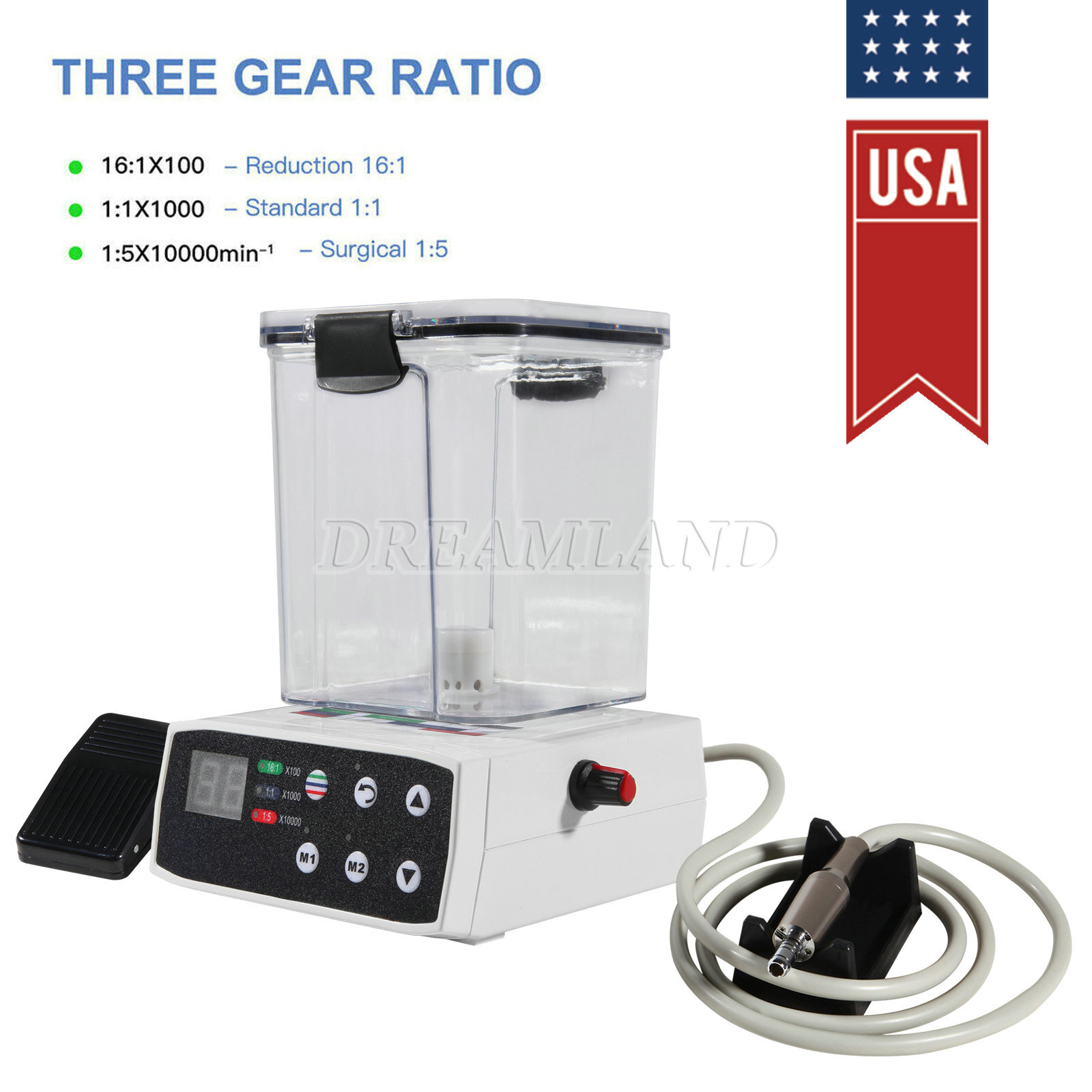 Dental Brushless LED Electric Motor fit 1:1 /1:5 /16:1 For Lab Practice