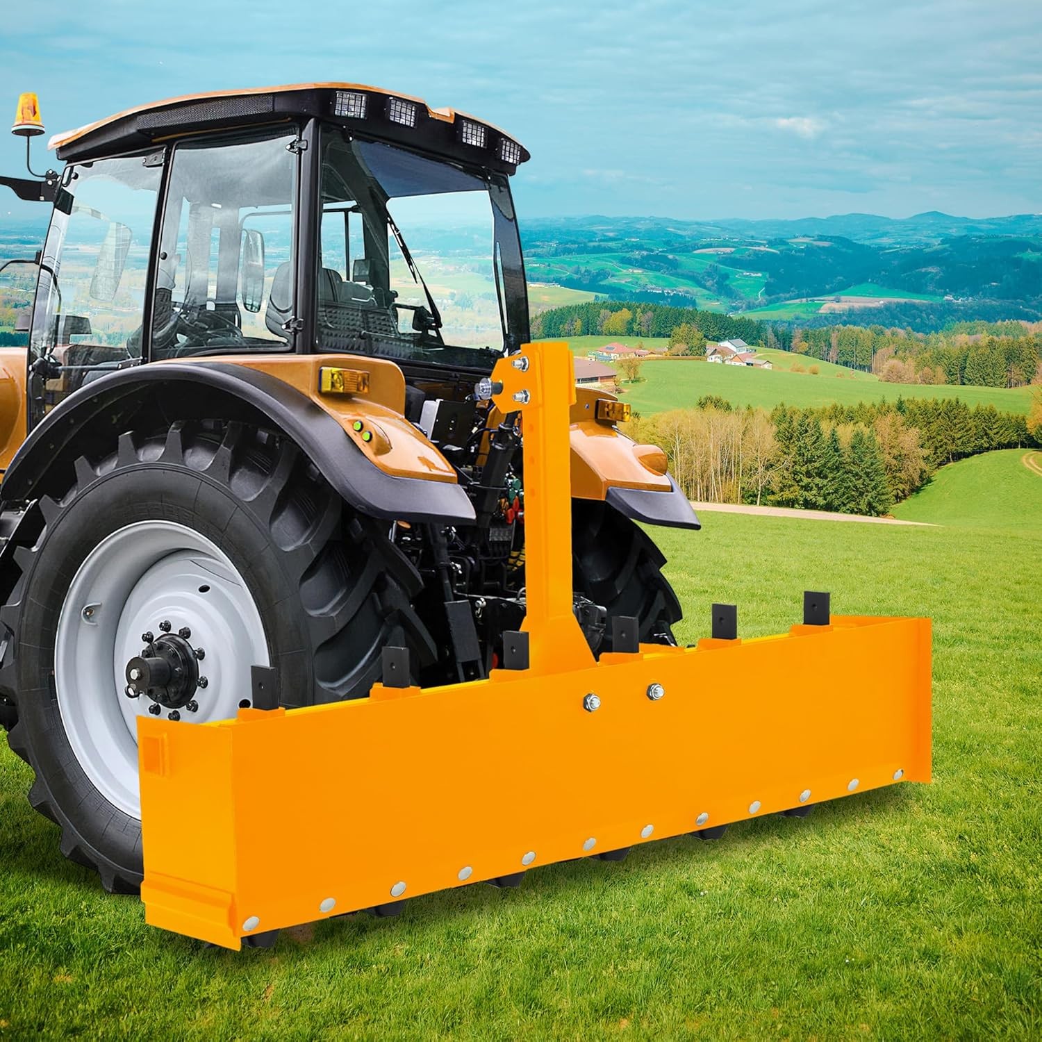 55″ Box Blade for Tractor,Box Scraper for Tractor 3 Point Hitch Box Blade Yellow