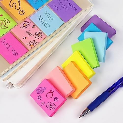 Winner Aura Sticky Notes 1.5×2 inch Bright Colors Self-Stick Pads 8 Pads/Pack 10