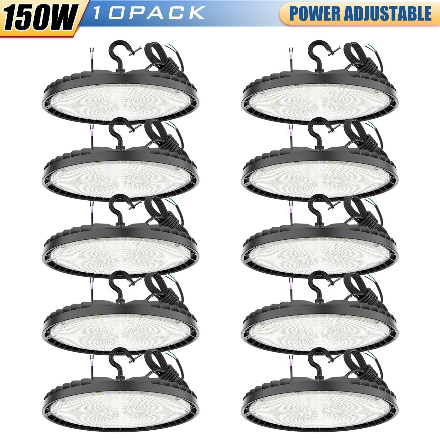 10Pack – 150W UFO LED High Bay Lights Dimmable Factory Workshop Lighting 150LM/W