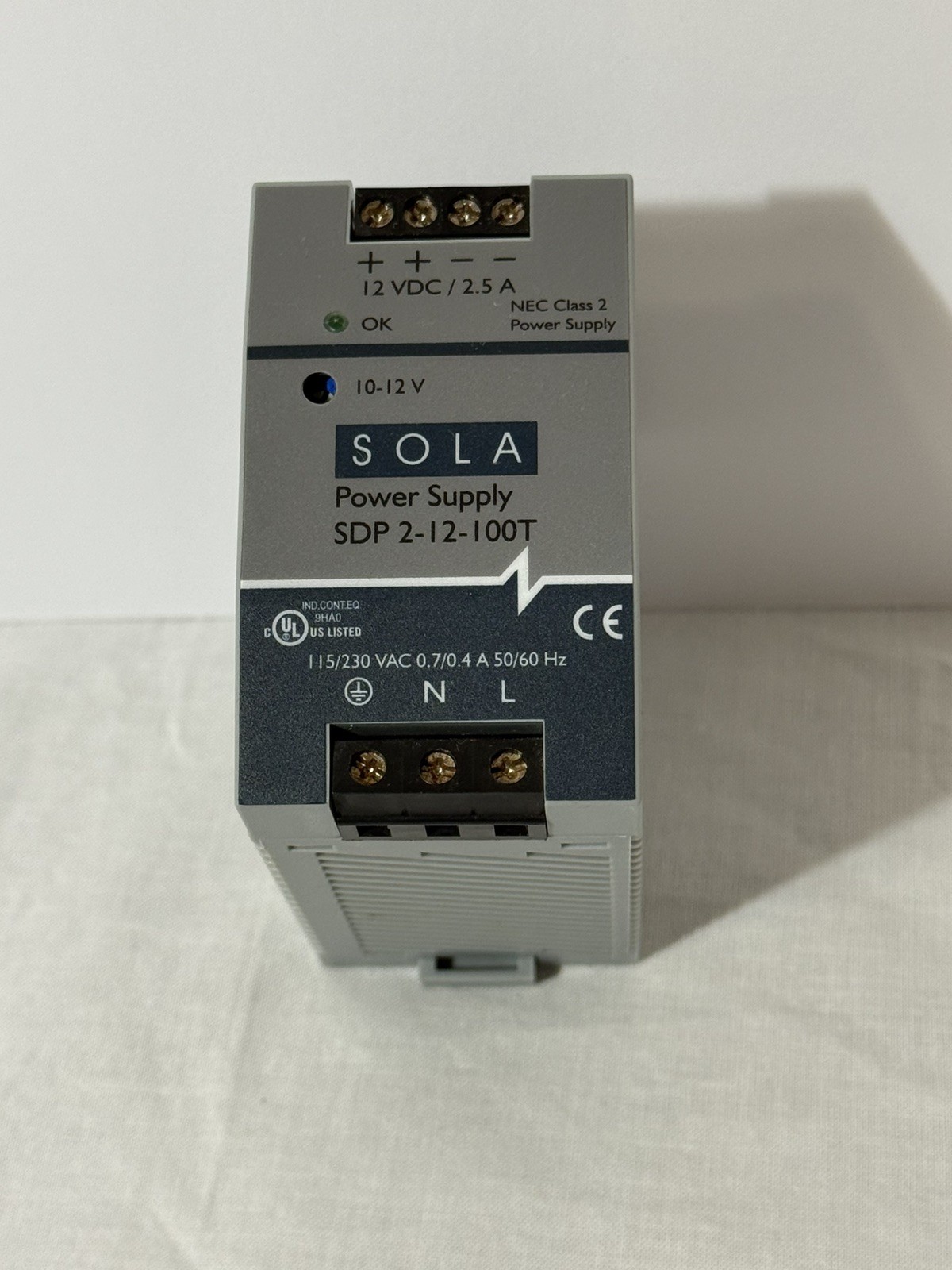 Sola SDP 2-12-100T Power Supply Module Input 115/230 VAC, Output 12 VDC, 2.5A