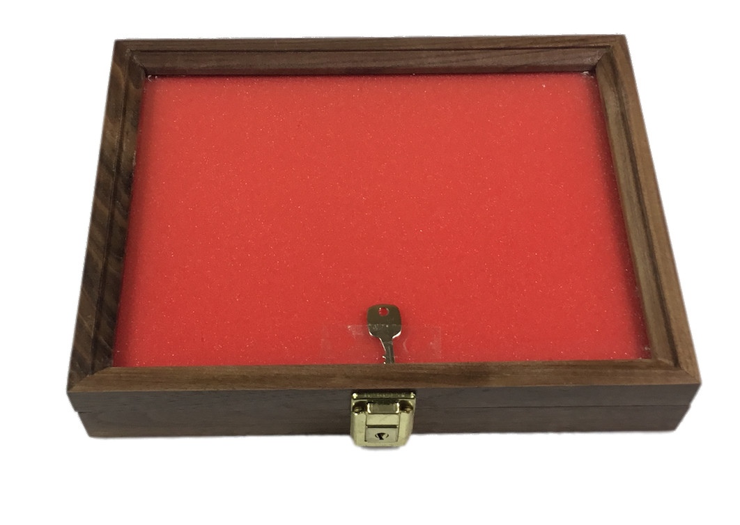 Walnut Wood Display Case 9 x 12 x 2 for Arrowheads Knives Collectibles Coins