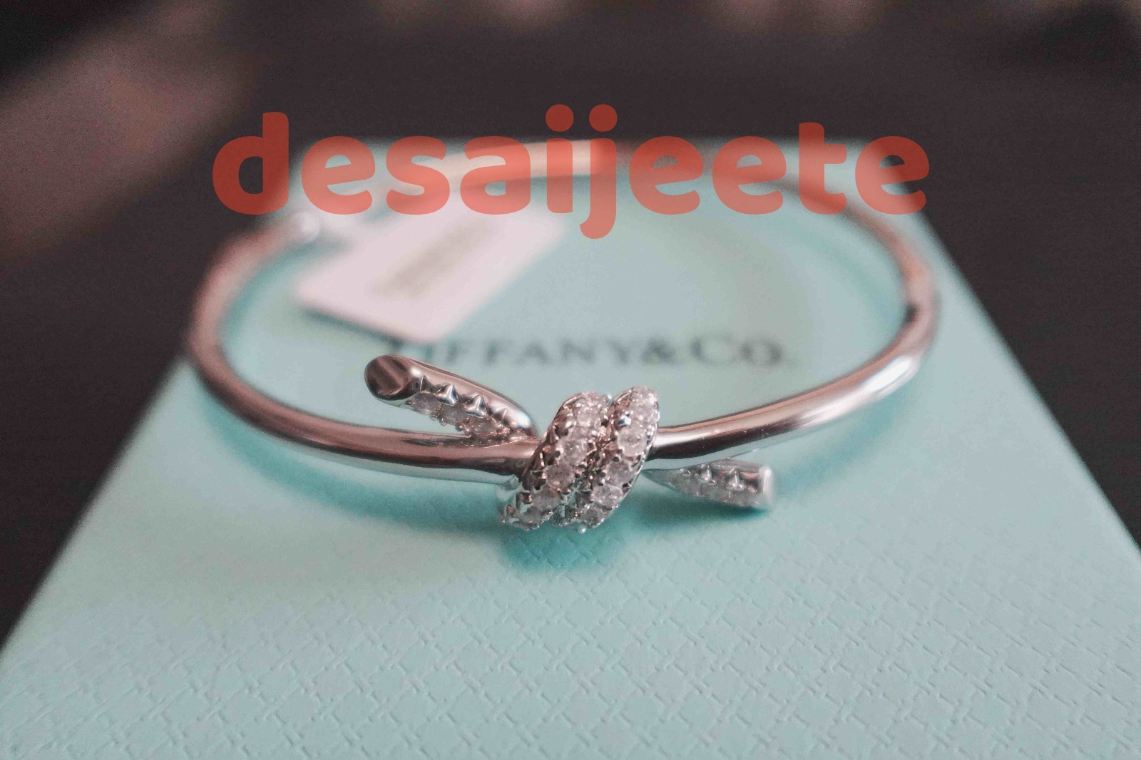 New.Tliffany&Co.Knot Bangle 18K-White Gold Diamond