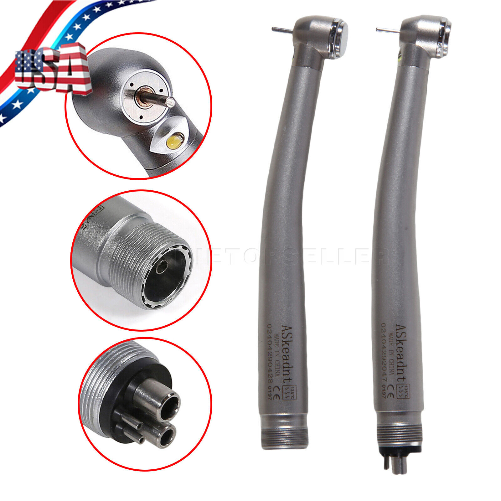 ASkeadnt Dental Fiber Optic LED E-generator / High Speed Handpiece 2HOLE/4HOLE