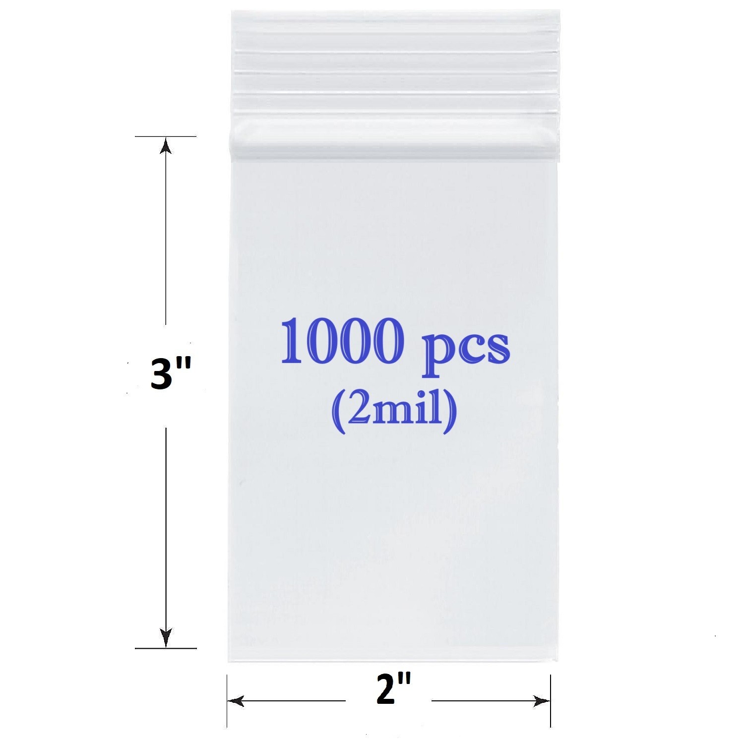 1000ct Clear Resealable 2″x3″ Zip Seal Top Lock 2MIL Clear Plastic Bags Baggies