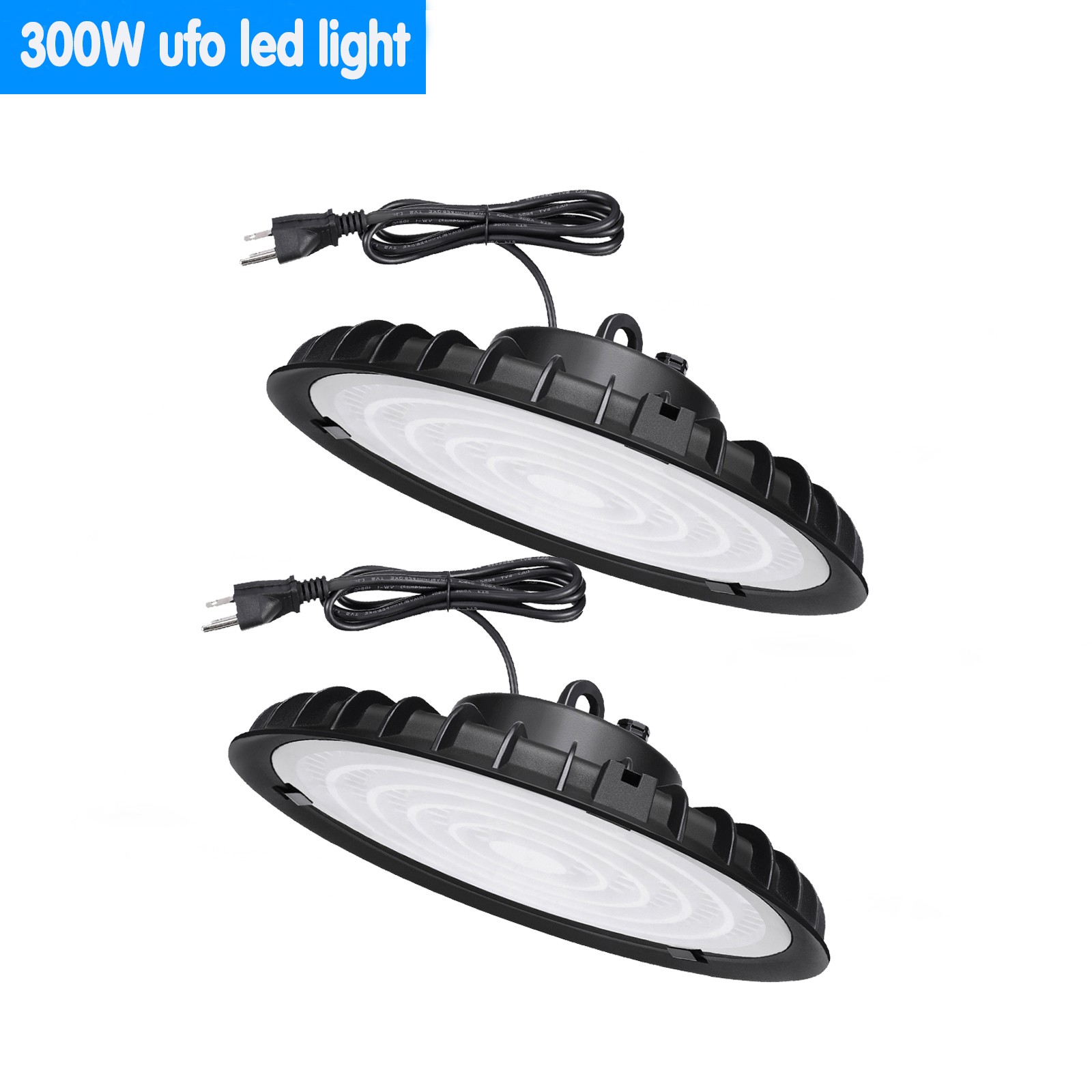 2 Pack 300W UFO Led High Bay Light Industrial Commercial Factory Warehouse Shop