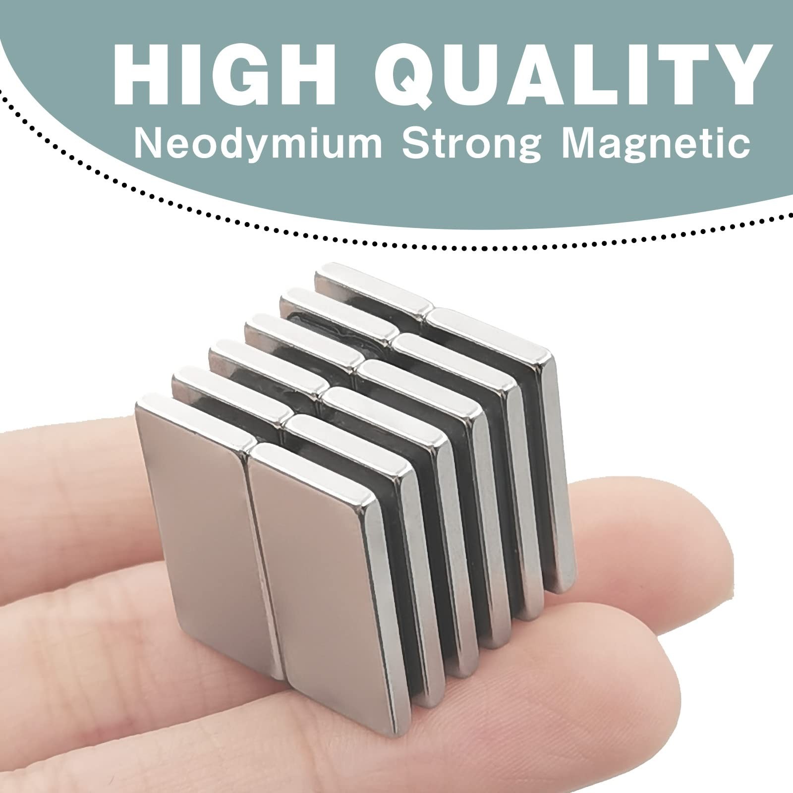12 Pack Neodymium Bar Magnets, 20x10x2mm Strong Permanent Rectangle Rare Eart…
