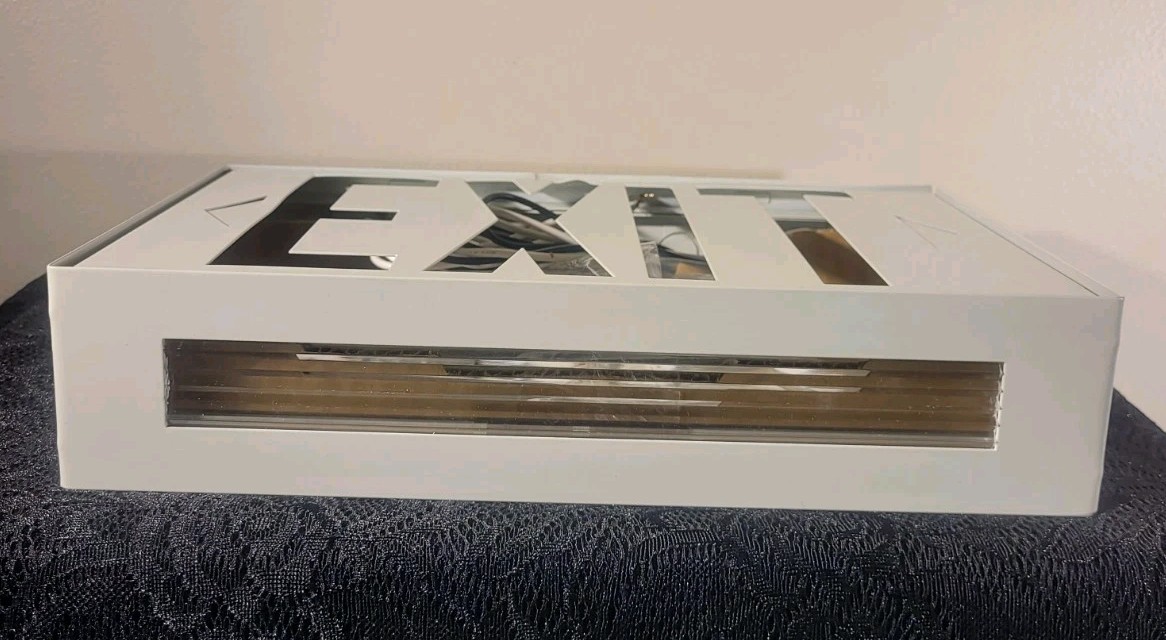 Vtg Commercial Metal Wall Ceiling End Pendant Mount EXIT Sign Light Hard Wired