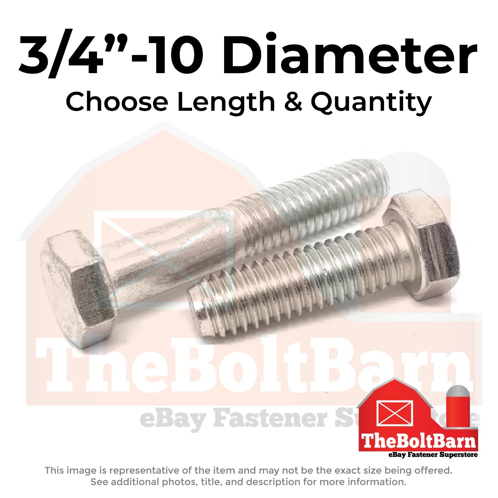 3/4″-10 Stainless Hex Cap Screws Coarse Thread Hex Bolts (Choose Length & Qty)