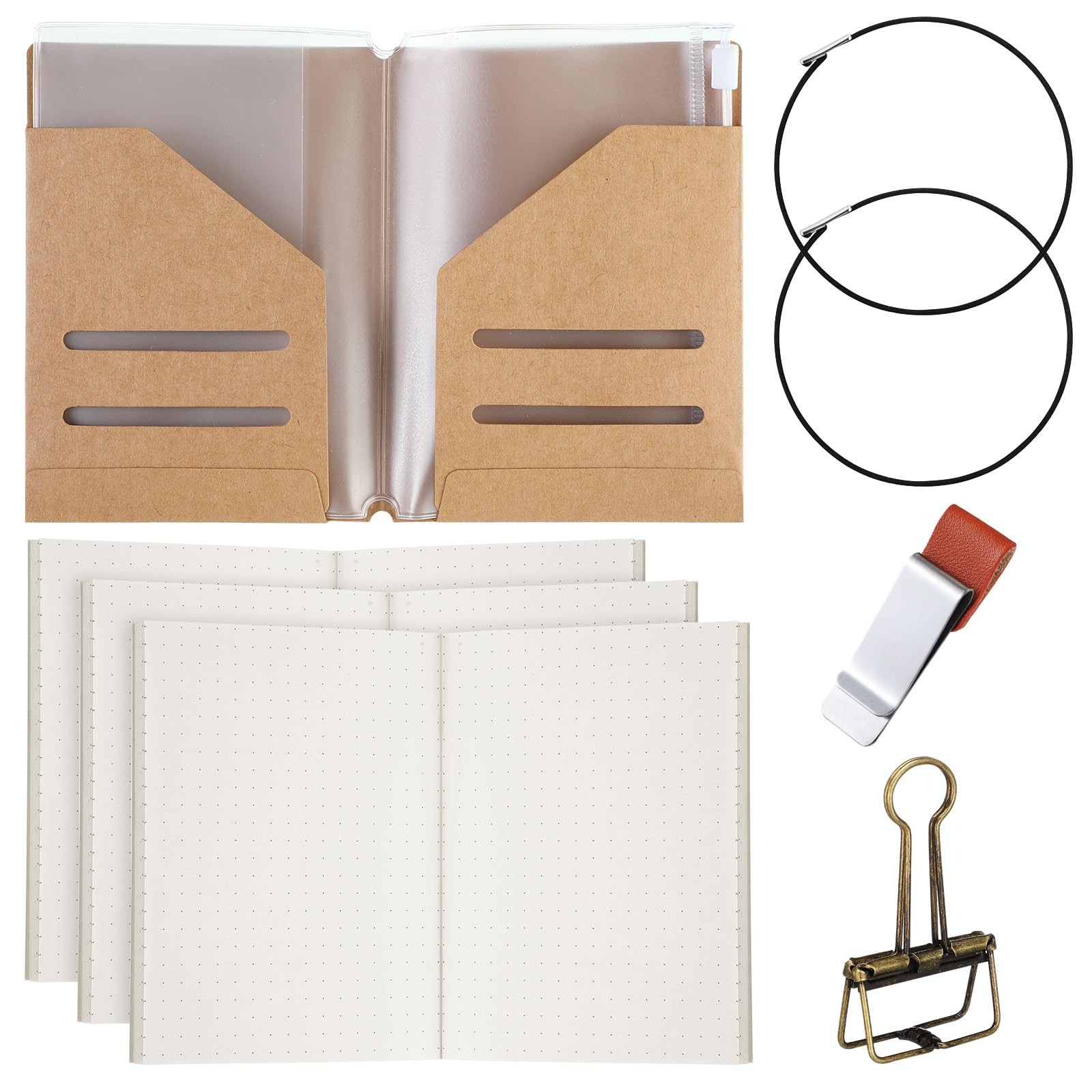 Travelers Journal Notebook Accessories Kit Dot Grid Kraft Notebooks, Travel K…