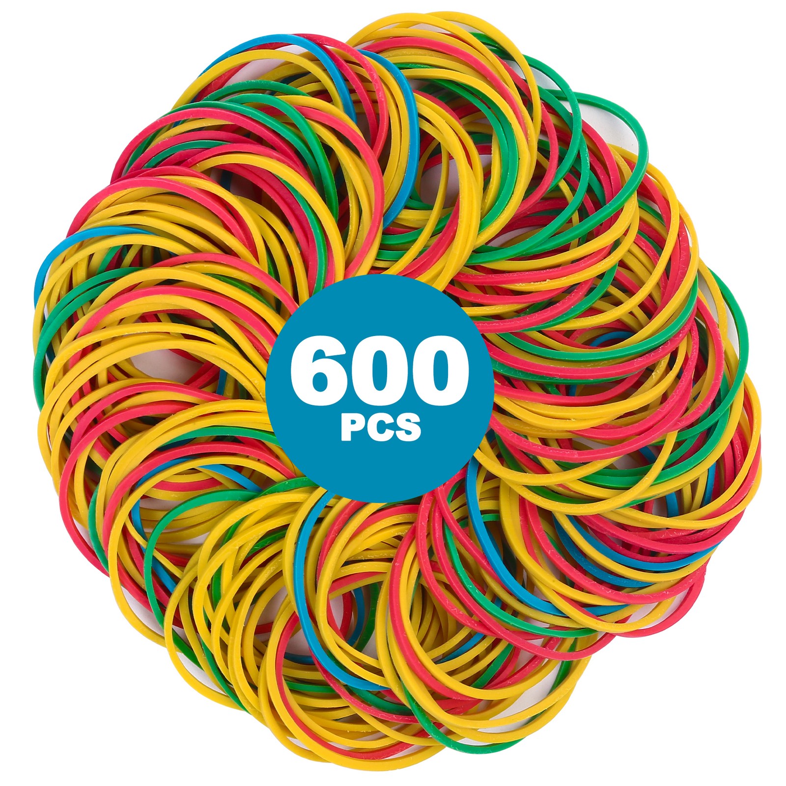 600 Multicolor Rubber Bands for School, Home, or Office Tie Dye, Office Supplies