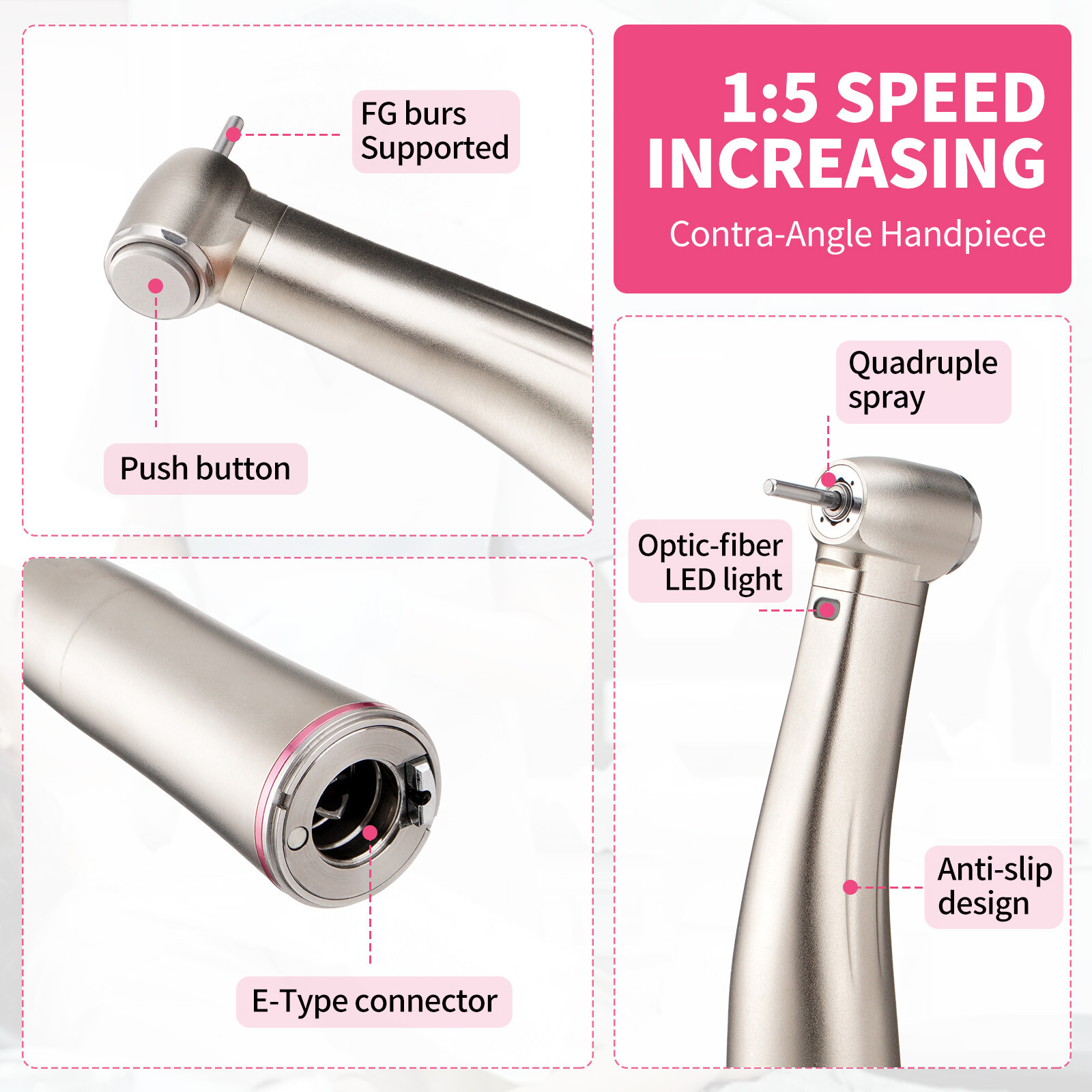 Dental Brushless LED Electric Micro Motor 1:1/1:5 Increasing Dental Handpiece US