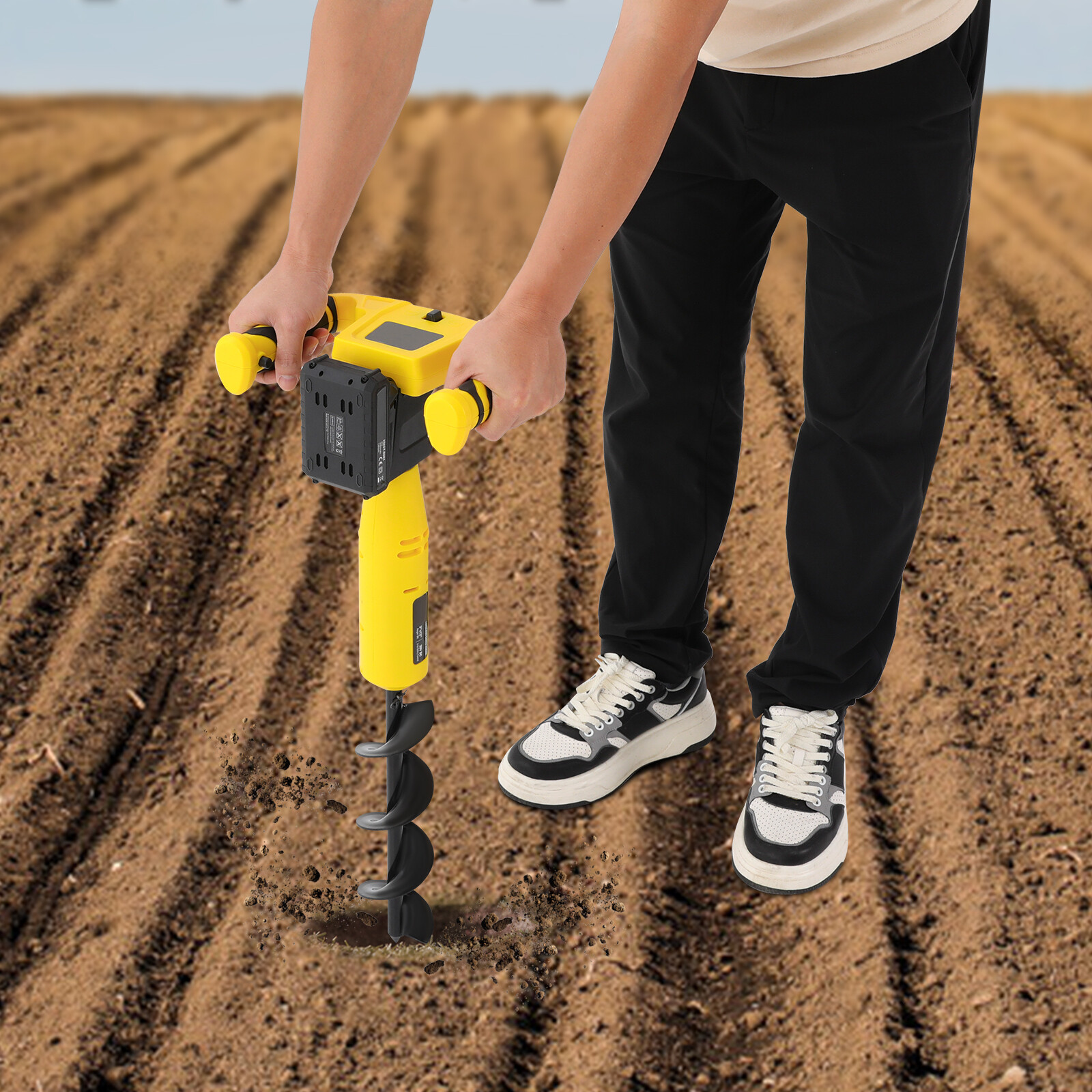 Cordless Electric Post Hole Digger 20V Earth Auger Hole Digger 2000mAh Battery