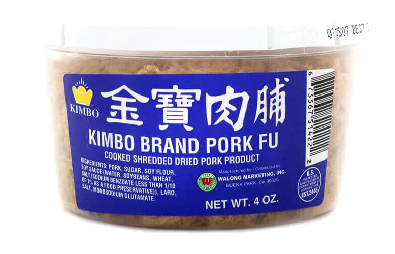 KIMBO Brand Pork Fu Cooked Shredded Dried Pork Product 4 oz ( Pack of 2)~09/2027
