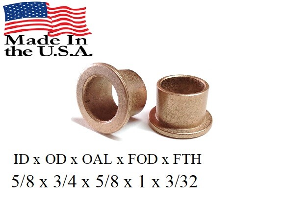 2pc, Bronze Flange Bushing 5/8 x 3/4 x 5/8 ***Made In USA*** Sleeve Bearing