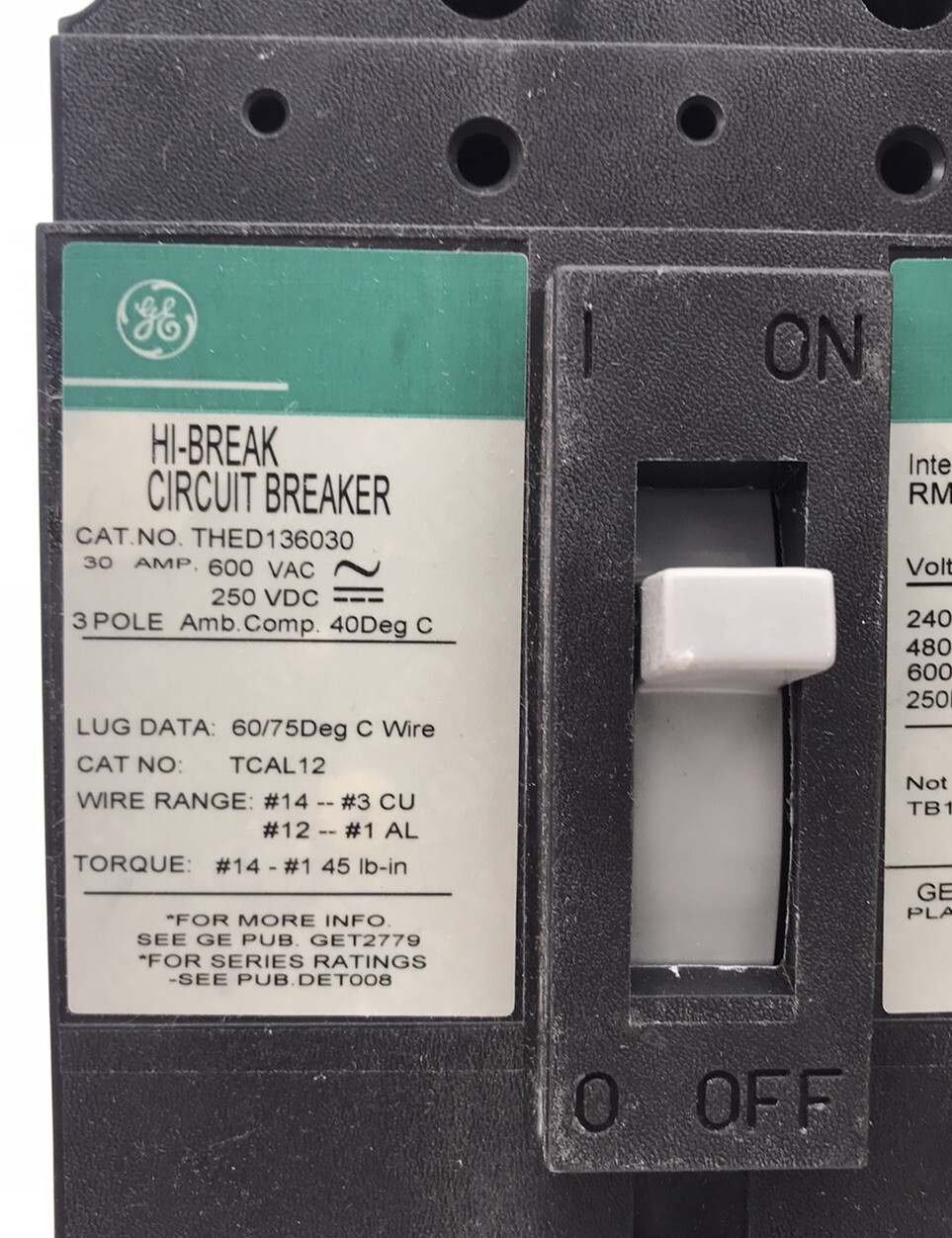 HOUSTON STOCK NEW GE THED136030 TYPE THED 30 AMP 600V FREE 2 DAY AIR BUY NOW