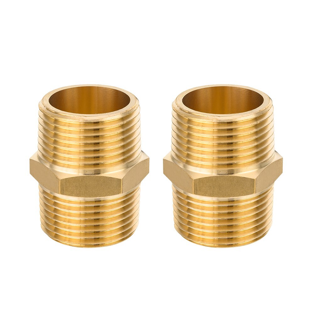 5 PCS EFIELD 1/2″ x1/2″ Male NPT Hex Nipple Pipe Adapters ,Brass Fittings