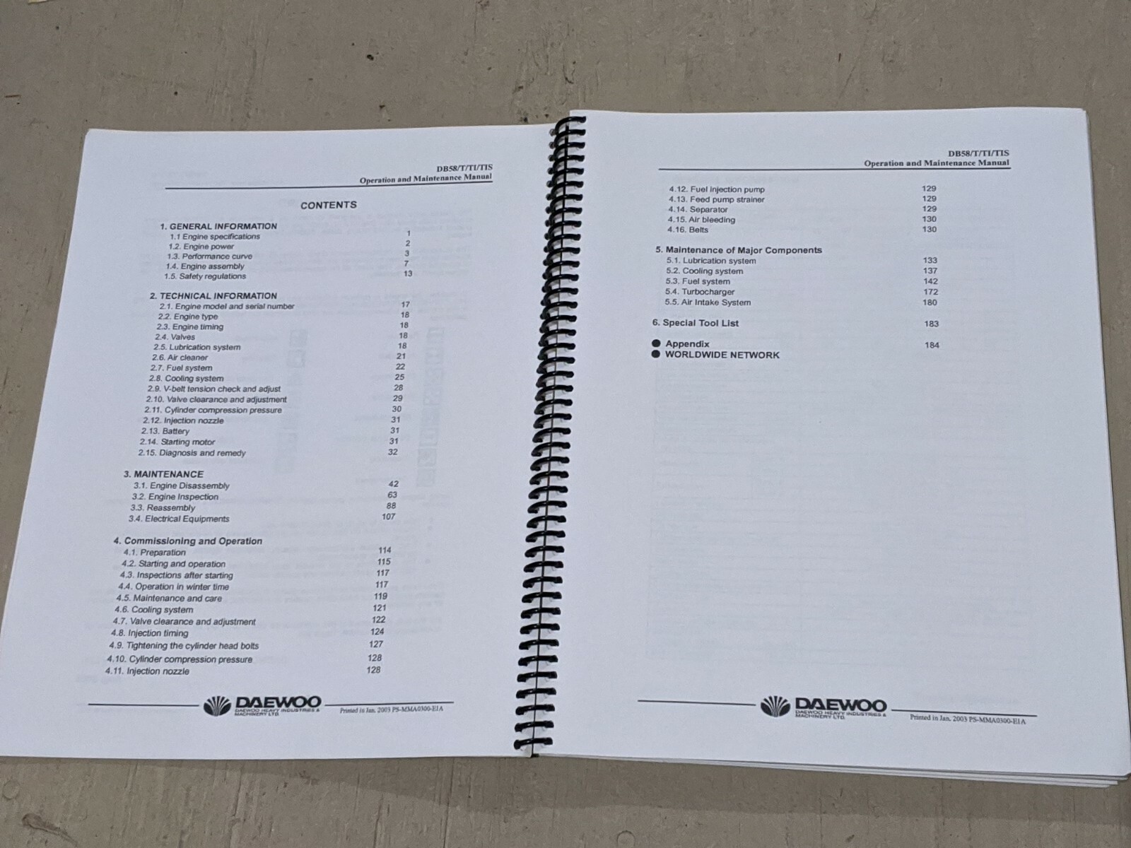 Daewoo DB58 DB58S DB58T DB58TI DB58TIS Engine Operation Maintenance Manual