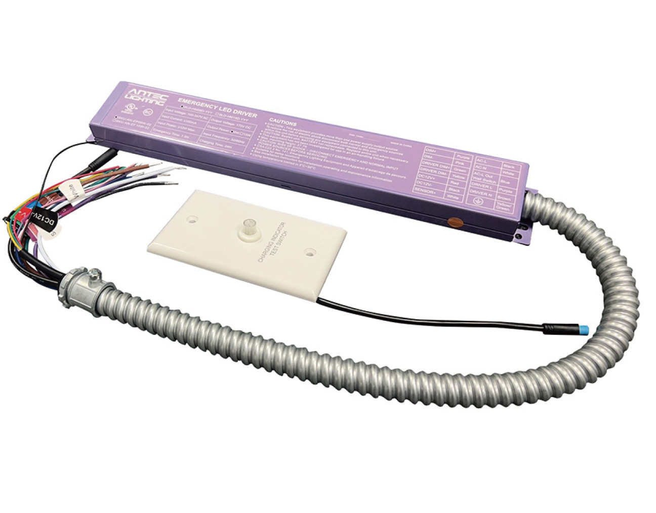 15W Output Emergency LED Driver 100-347Vac 90 Minute Backup Time Single Flex