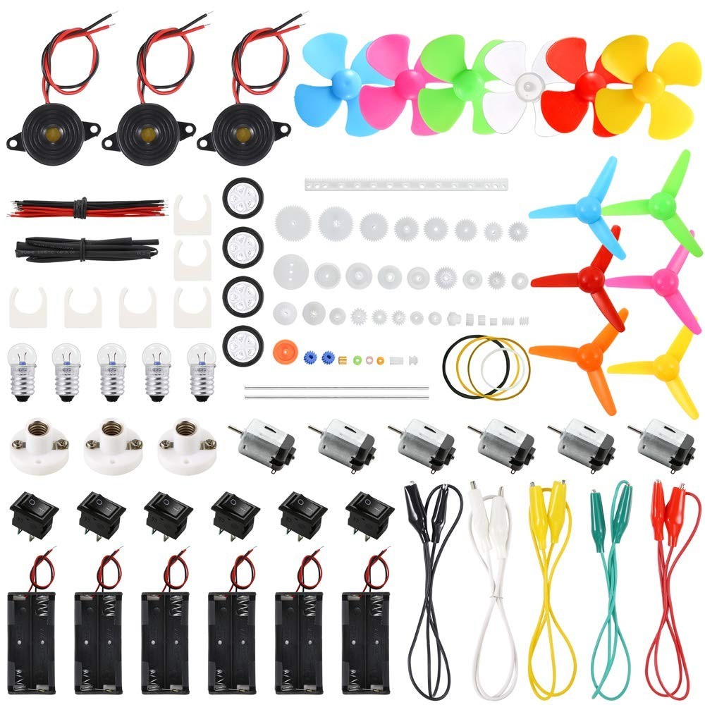131 PCS Mini Electric Motor Kit – 6 Set DC Motors, Gears, Propellers & STEM Toys