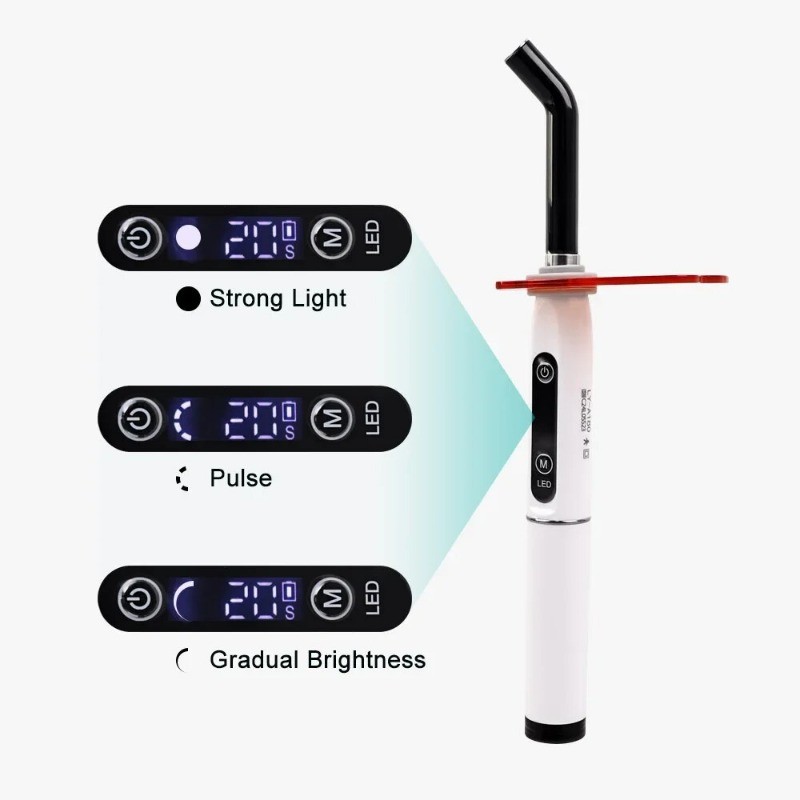 Wireless Dental Light Curing Machine 1s/2mm Resin Curing Light 800-2400mW/cm²