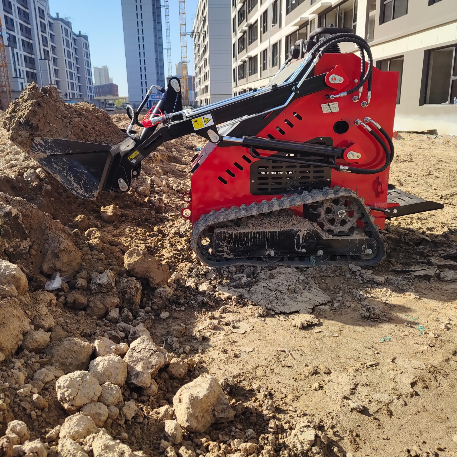 13.5HP Hydraulic Mini Skid Steer Loader Stand-on Track Gas Guided Drive Garden