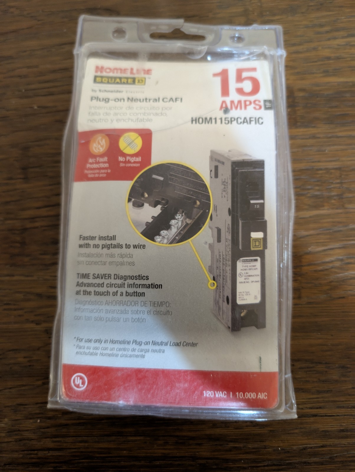 NEW Square D HOM115PCAFIC 1 Pole 15 Amp 120V Circuit Breaker NSB