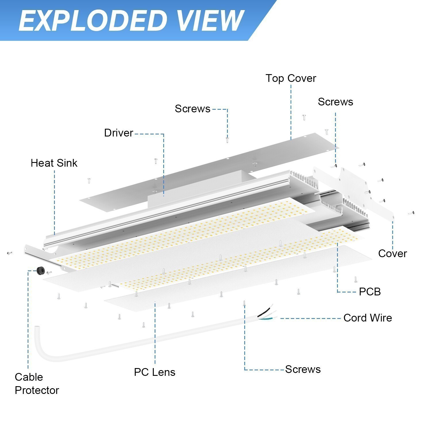 240W LED Linear High Bay Light Ceiling Hanging Fixture 5000K Daylight AC100-277V