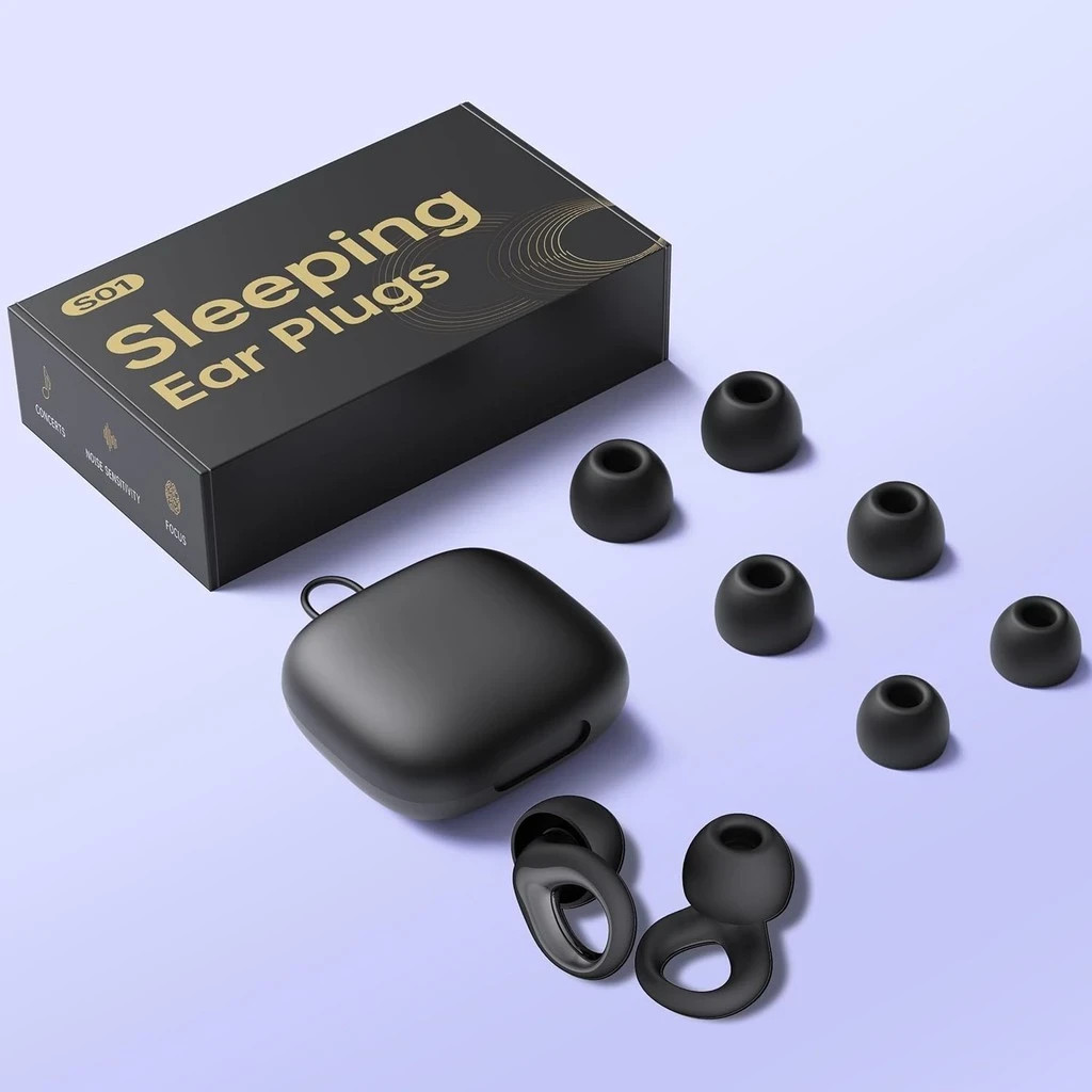 Noise Reducing Reusable Silicon Earplugs 30dB for Sleeping,Deep Focus,Travel Etc