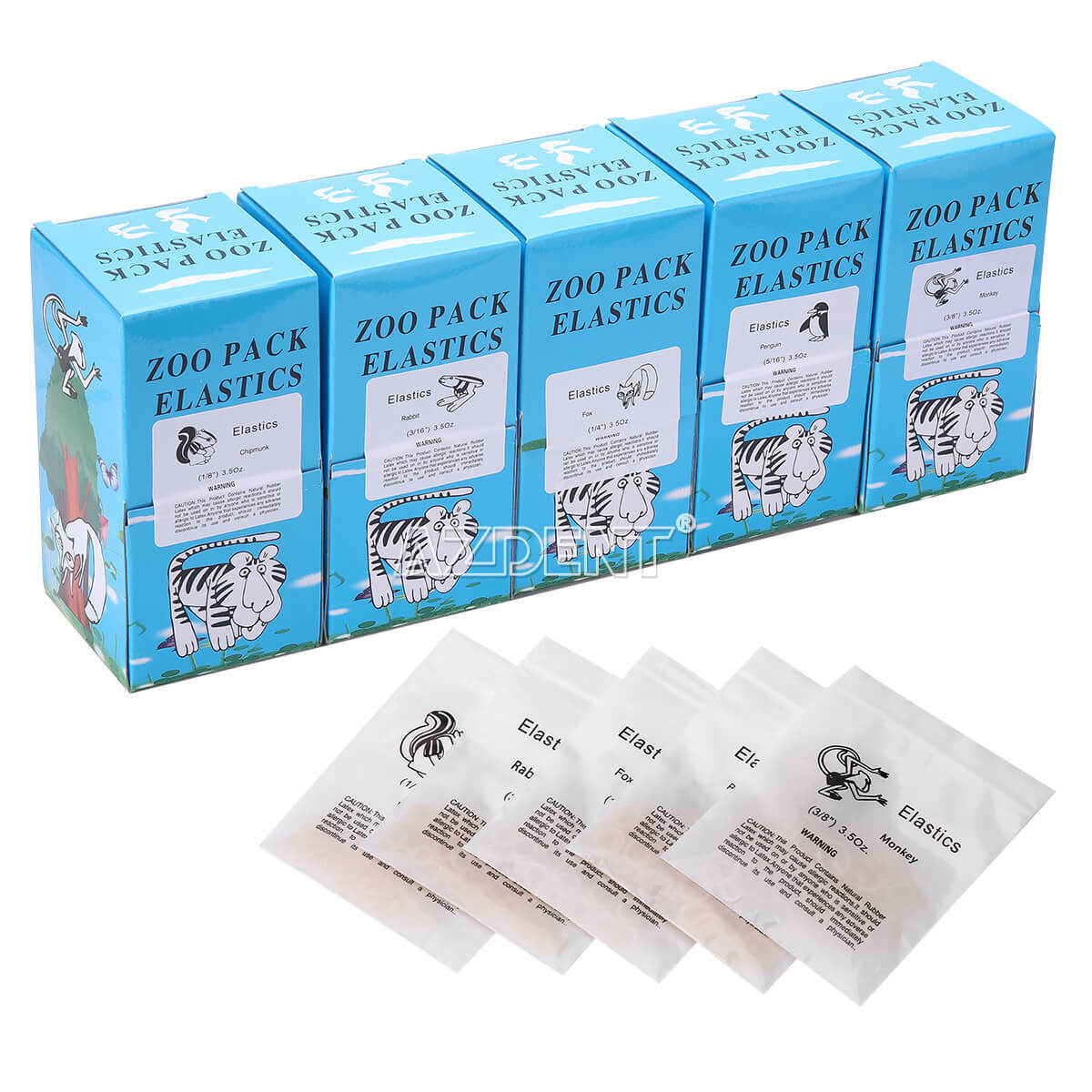Dental Orthodontic Elastic Rubber Bands Latex Braces Zoo Pack 3.5/5.0/6.5 OZ